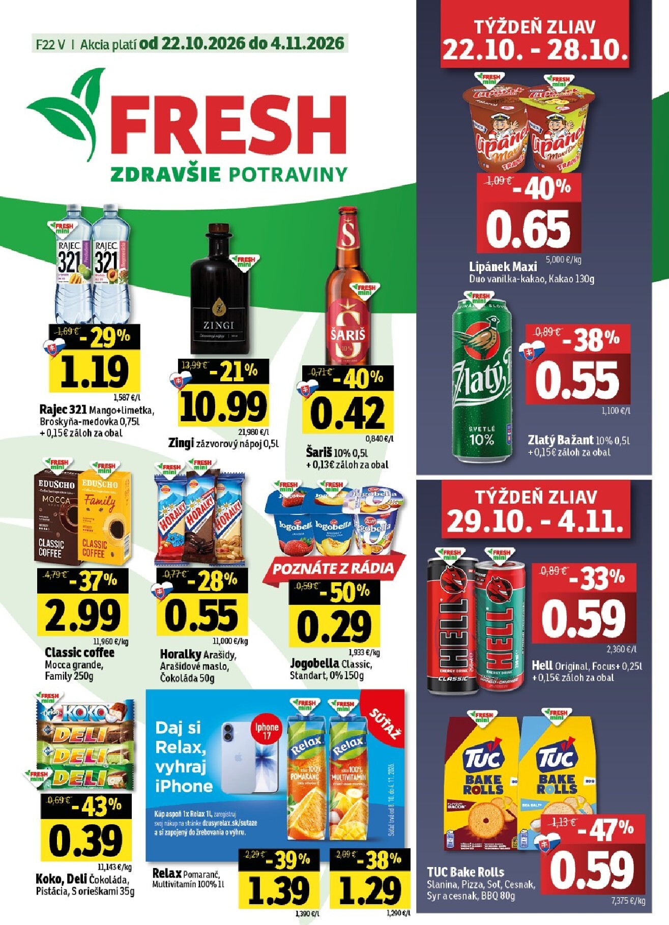 Nový Fresh Východné Slovensko leták od štvrtka, 22.10.2026 do stredy, 04.11.2026