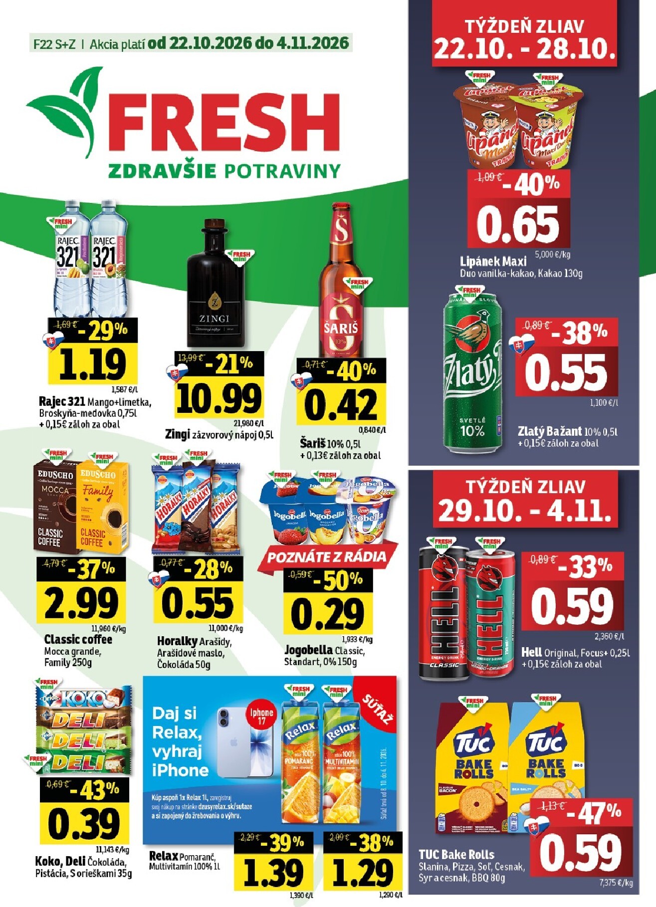 Nový Fresh - Stredné a západné Slovensko leták od štvrtka, 22.10.2026 do stredy, 04.11.2026