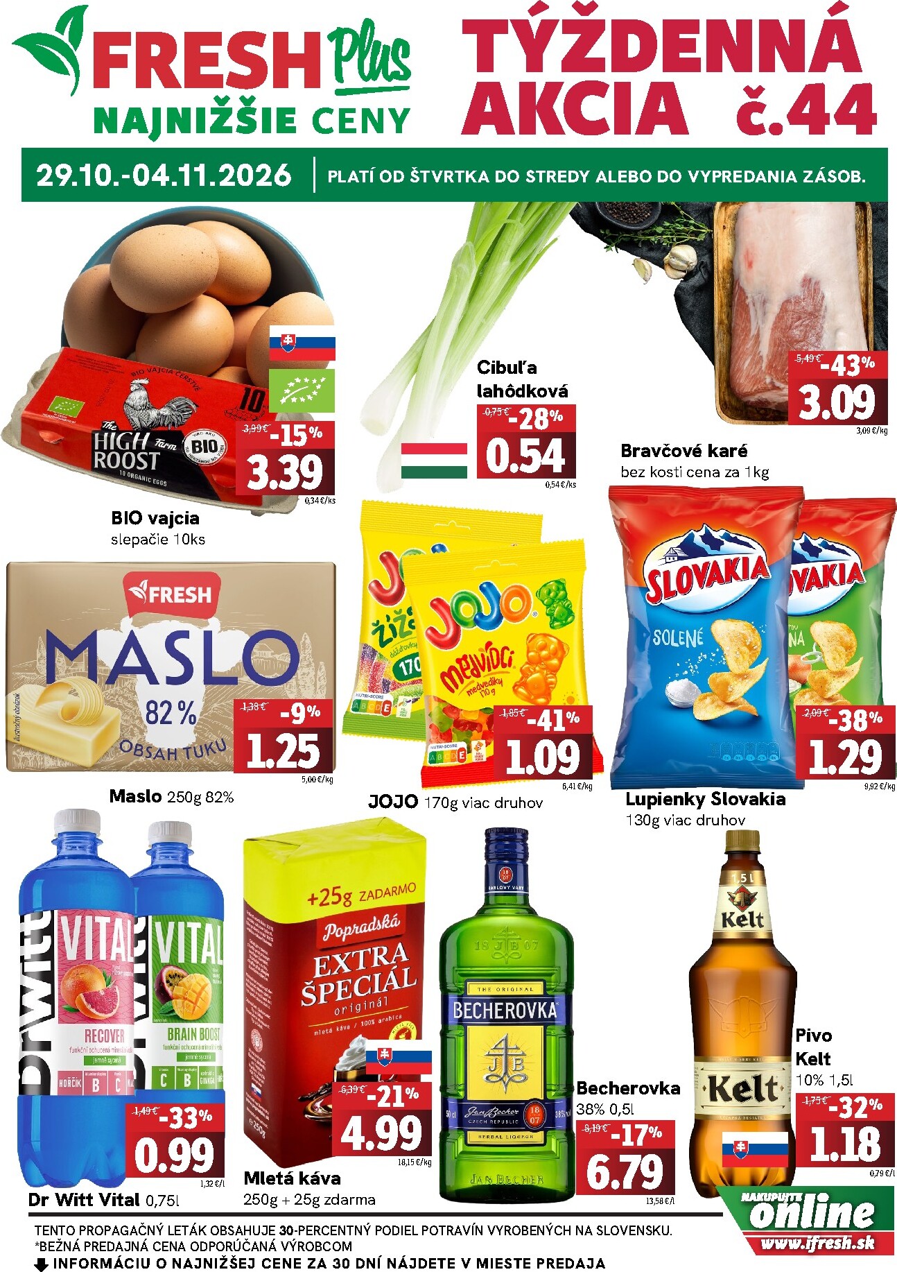 Nový Fresh Plus leták od štvrtka, 29.10.2026 do stredy, 04.11.2026