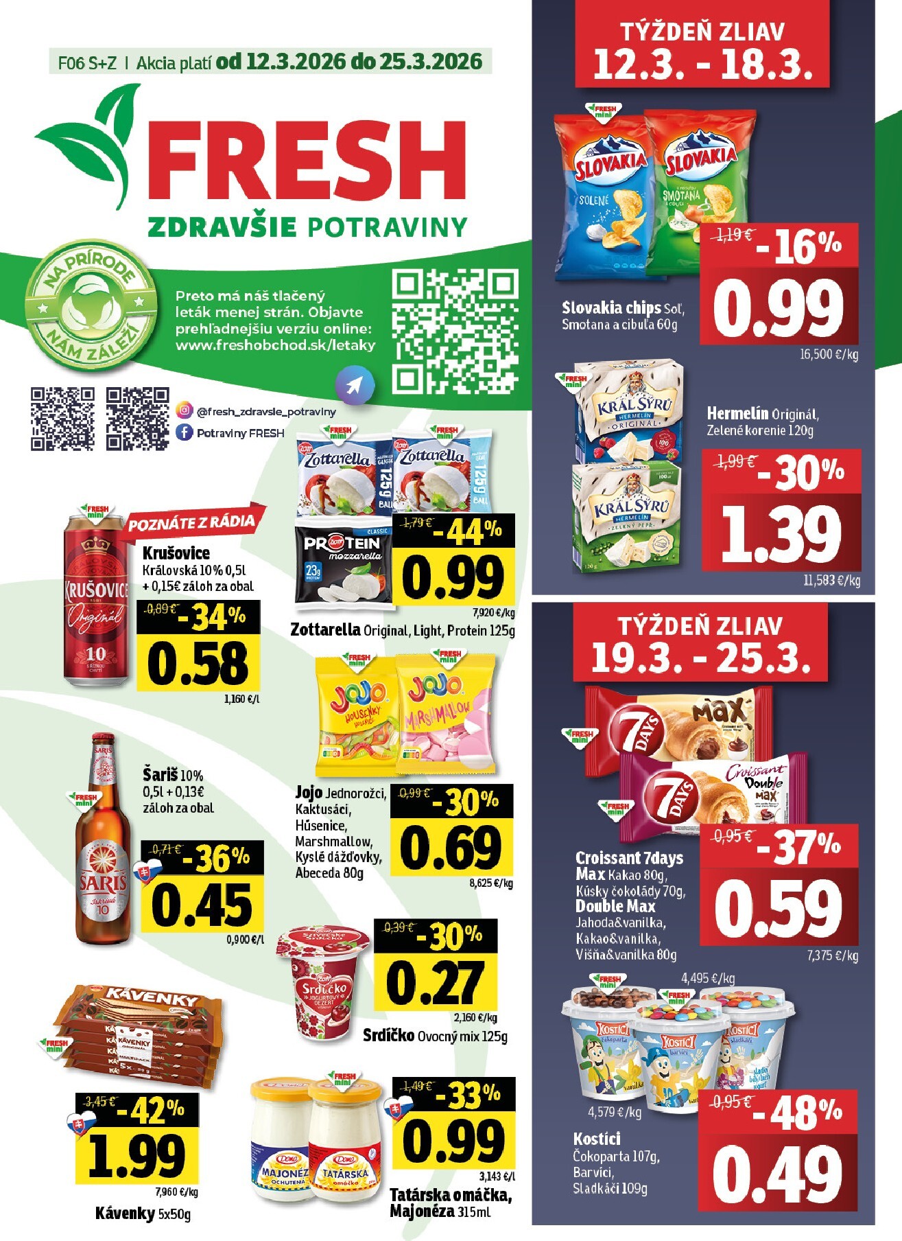 Leták Fresh - Stredné a západné Slovensko platný od 12.03.2026 do 25.03.2026