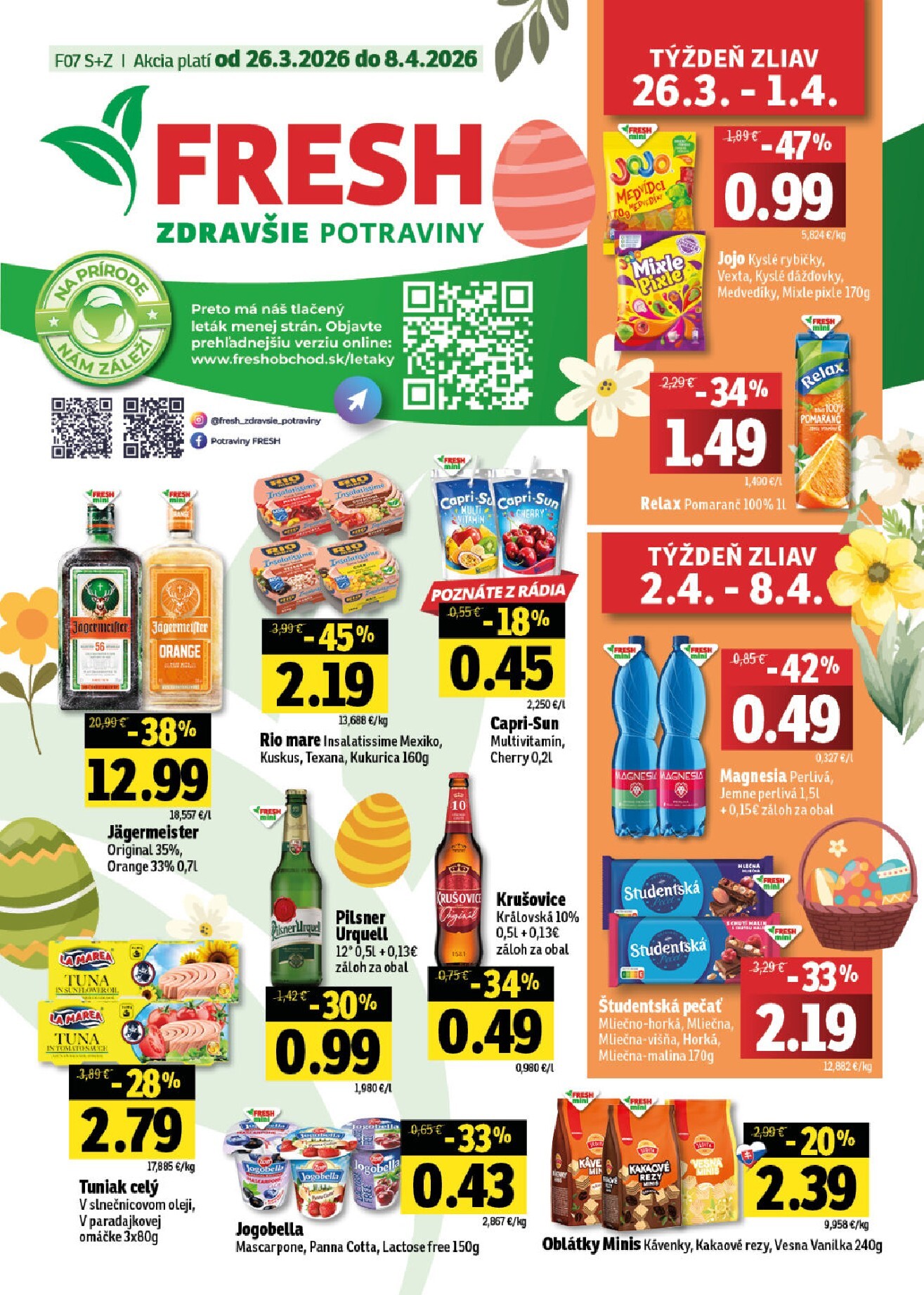 Leták Fresh - Stredné a západné Slovensko platný od 26.03.2026 do 08.04.2026