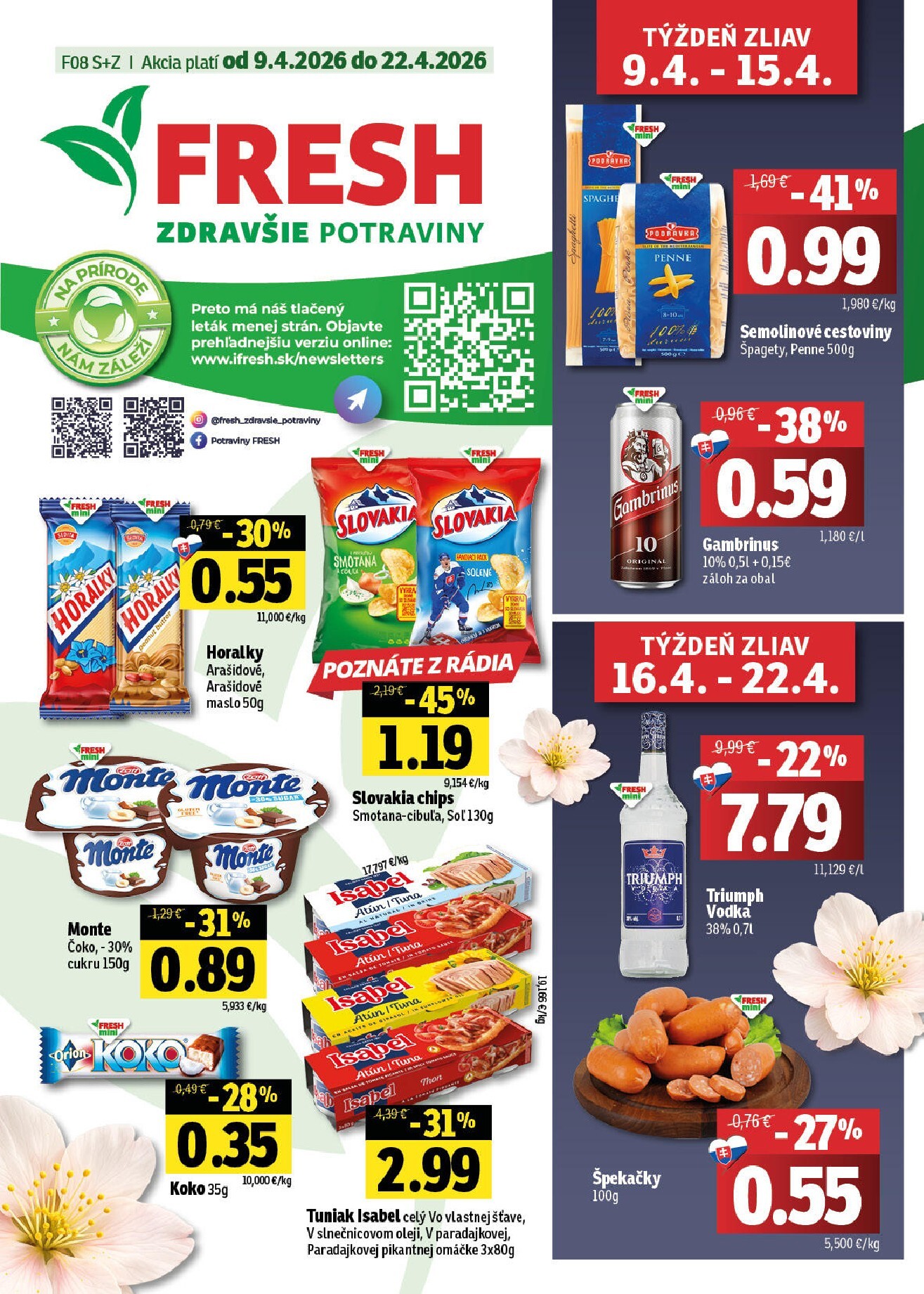 Nový leták Fresh - Stredné a západné Slovensko platný od štvrtka, 09.04.2026 do stredy, 22.04.2026