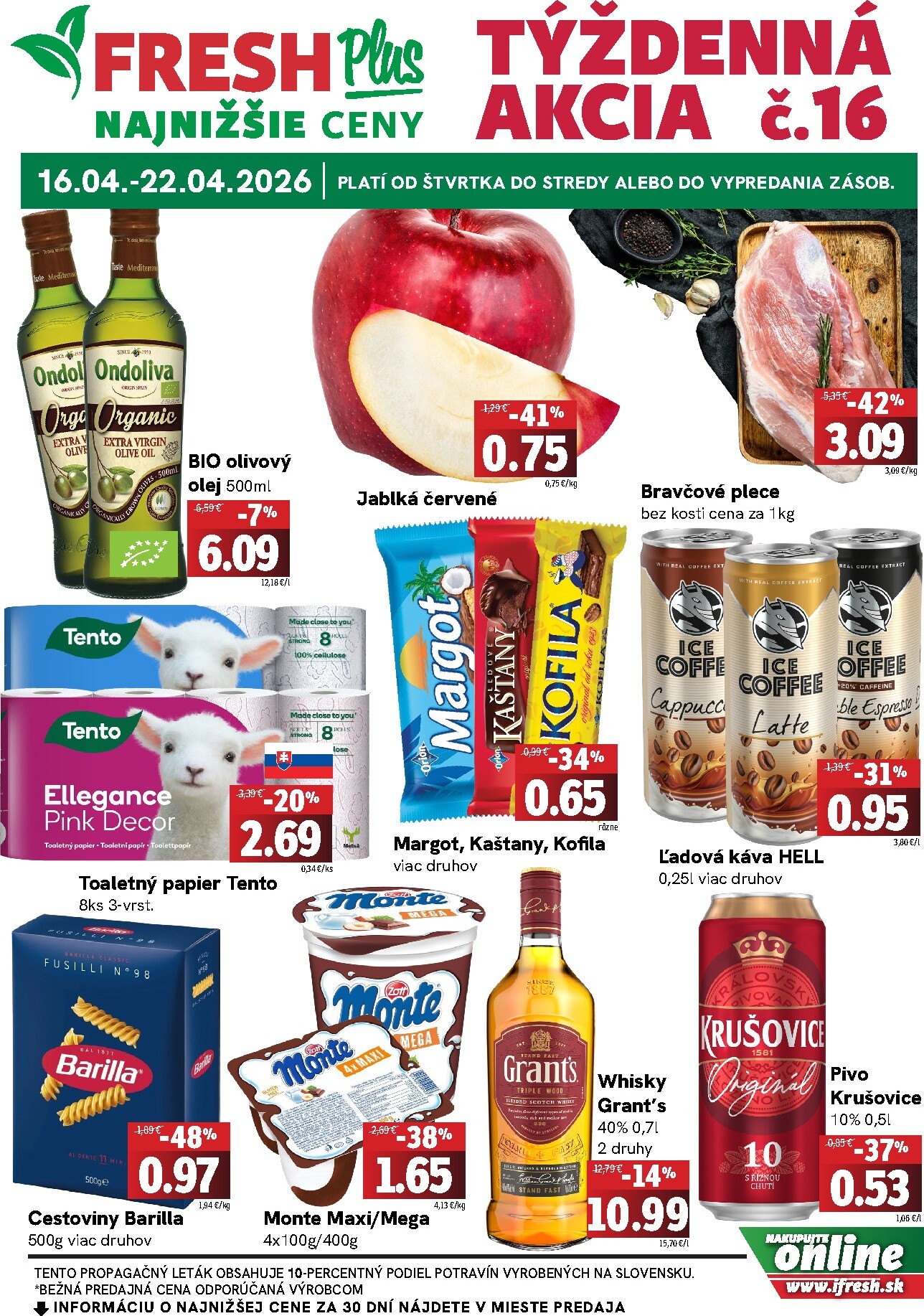 Nový leták Fresh - Plus platný od štvrtka, 16.04.2026 do stredy, 22.04.2026