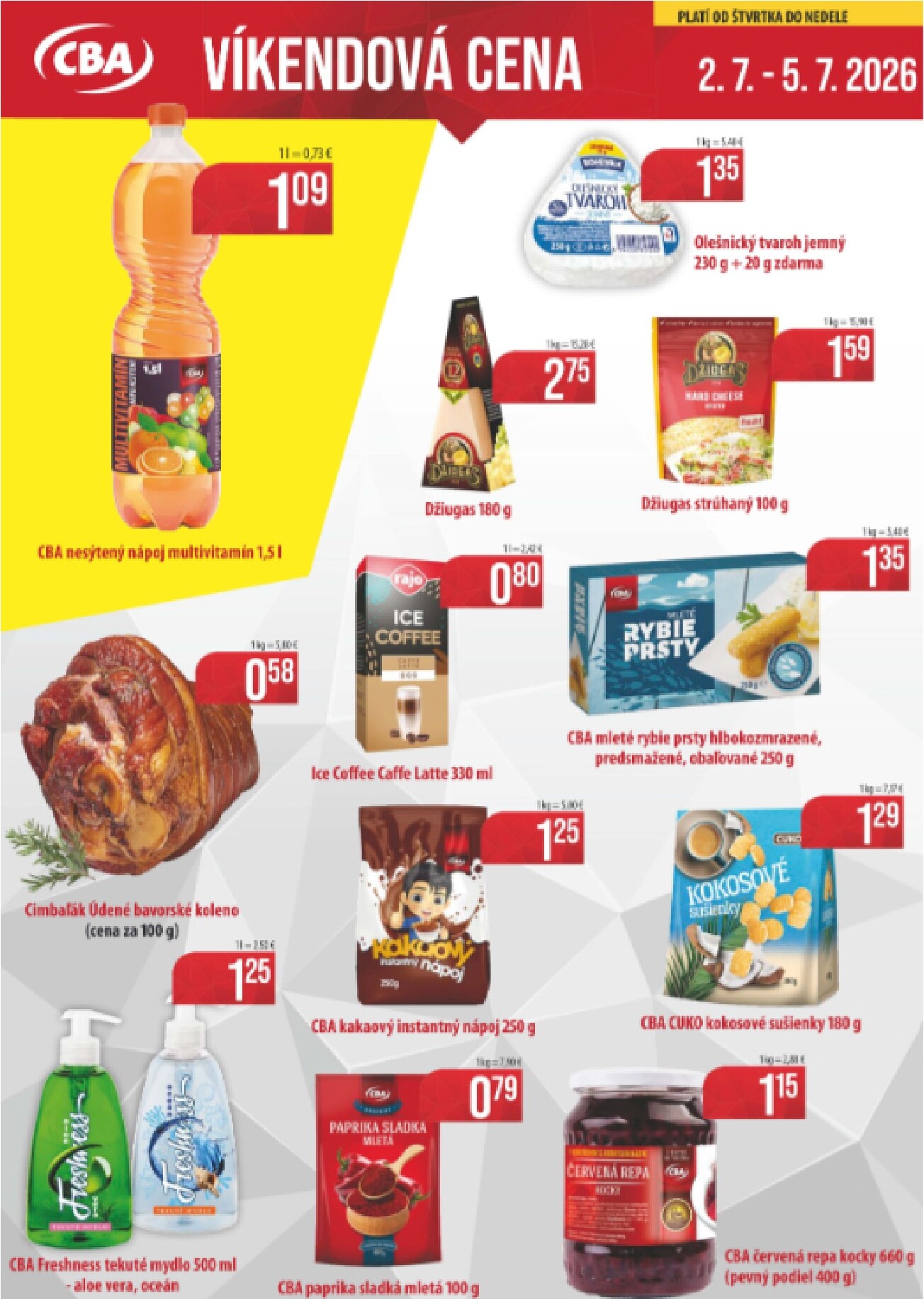 Nový CBA - Víkendová cena leták od štvrtka, 02.07.2026 do nedele, 05.07.2026