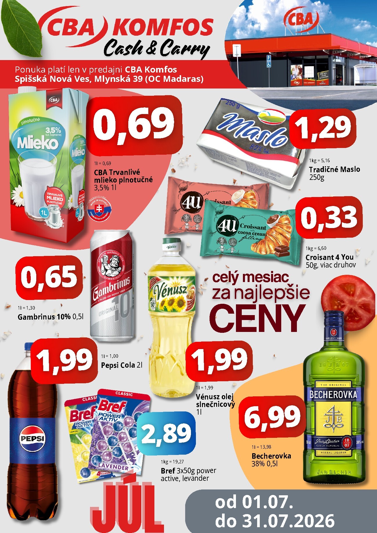 Aktuálny CBA - Cash & Carry leták od stredy, 01.07.2026 do piatku, 31.07.2026