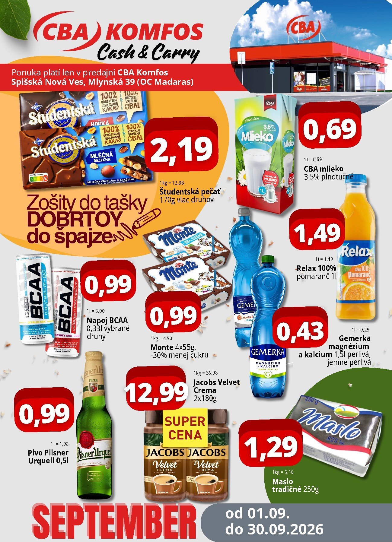 Nový CBA - Super ceny Cash&Carry Spišská Nová Ves leták od utorka, 01.09.2026 do stredy, 30.09.2026