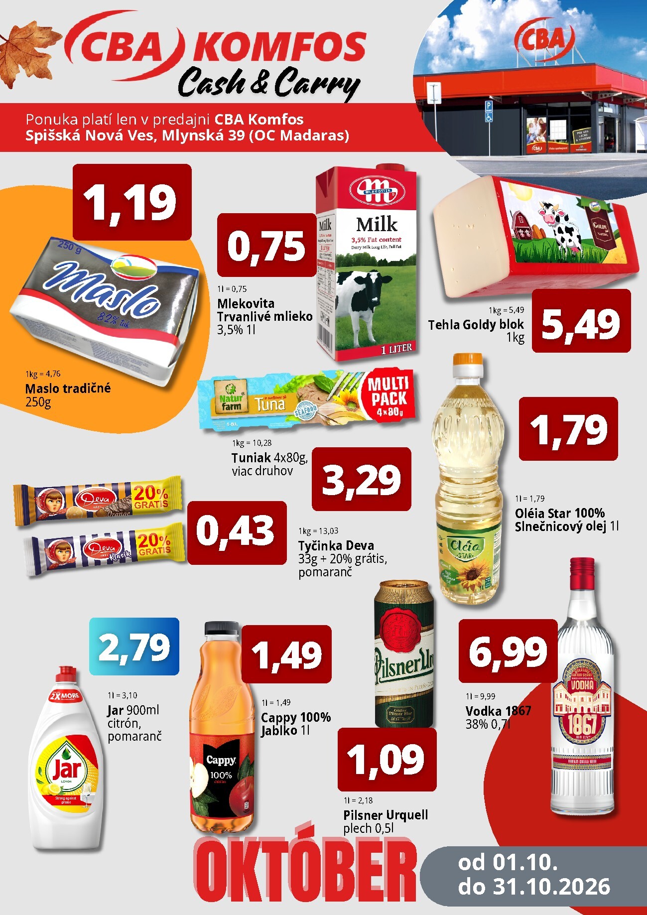 Nový CBA - Spišská Nová Ves leták od štvrtka, 01.10.2026 do soboty, 31.10.2026