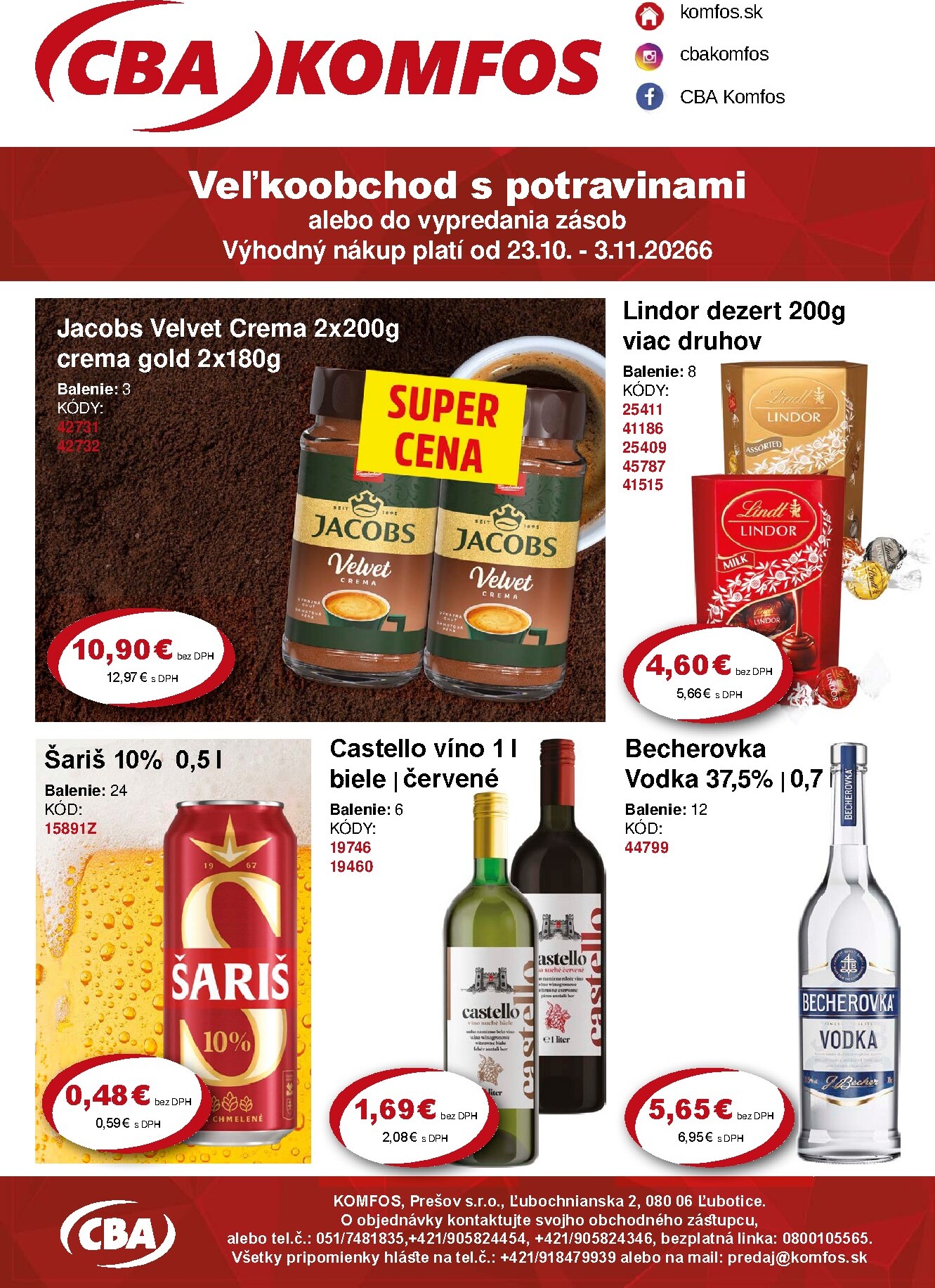 Nový CBA - Veľkoobchod leták od piatku, 23.10.2026 do utorka, 03.11.2026