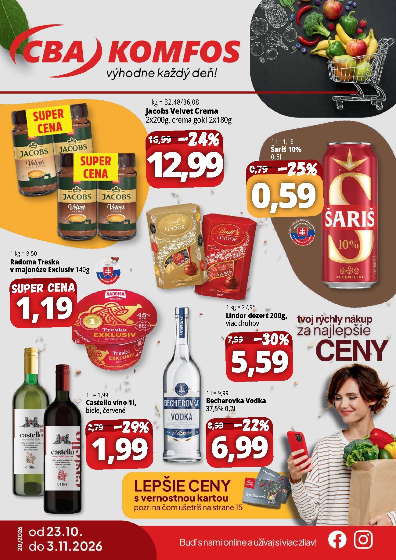 Aktuálny CBA - Komfos leták od piatku, 23.10.2026 do utorka, 03.11.2026