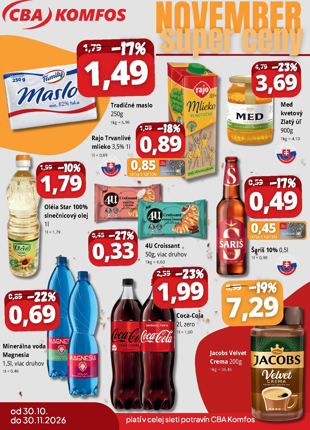Nový CBA - Super ceny leták od piatku, 30.10.2026 do pondelka, 30.11.2026