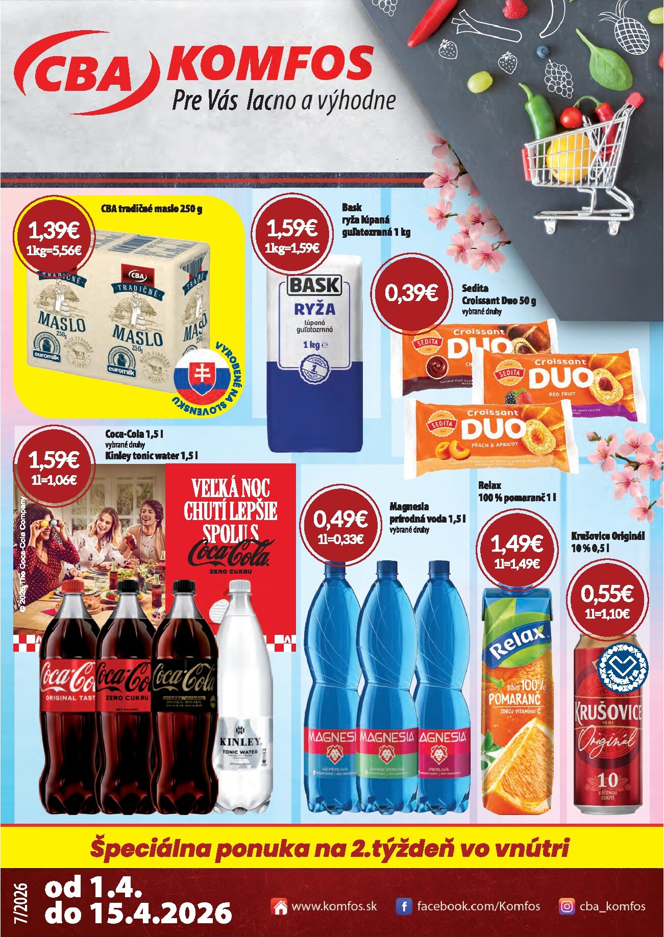 Leták CBA - Komfos platný od 01.04.2026 do 15.04.2026