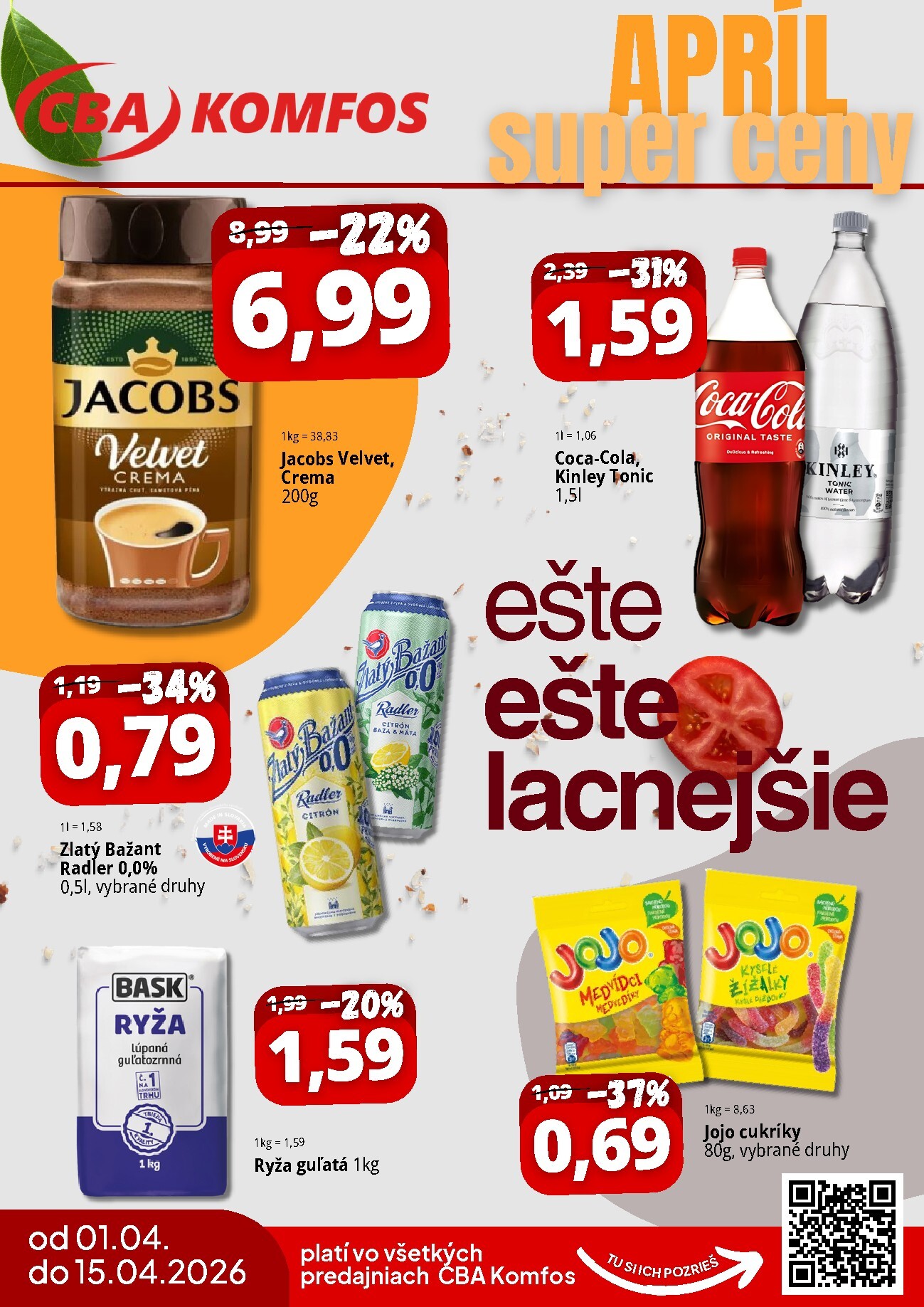 Leták CBA - Super ceny apríl platný od 01.04.2026 do 15.04.2026