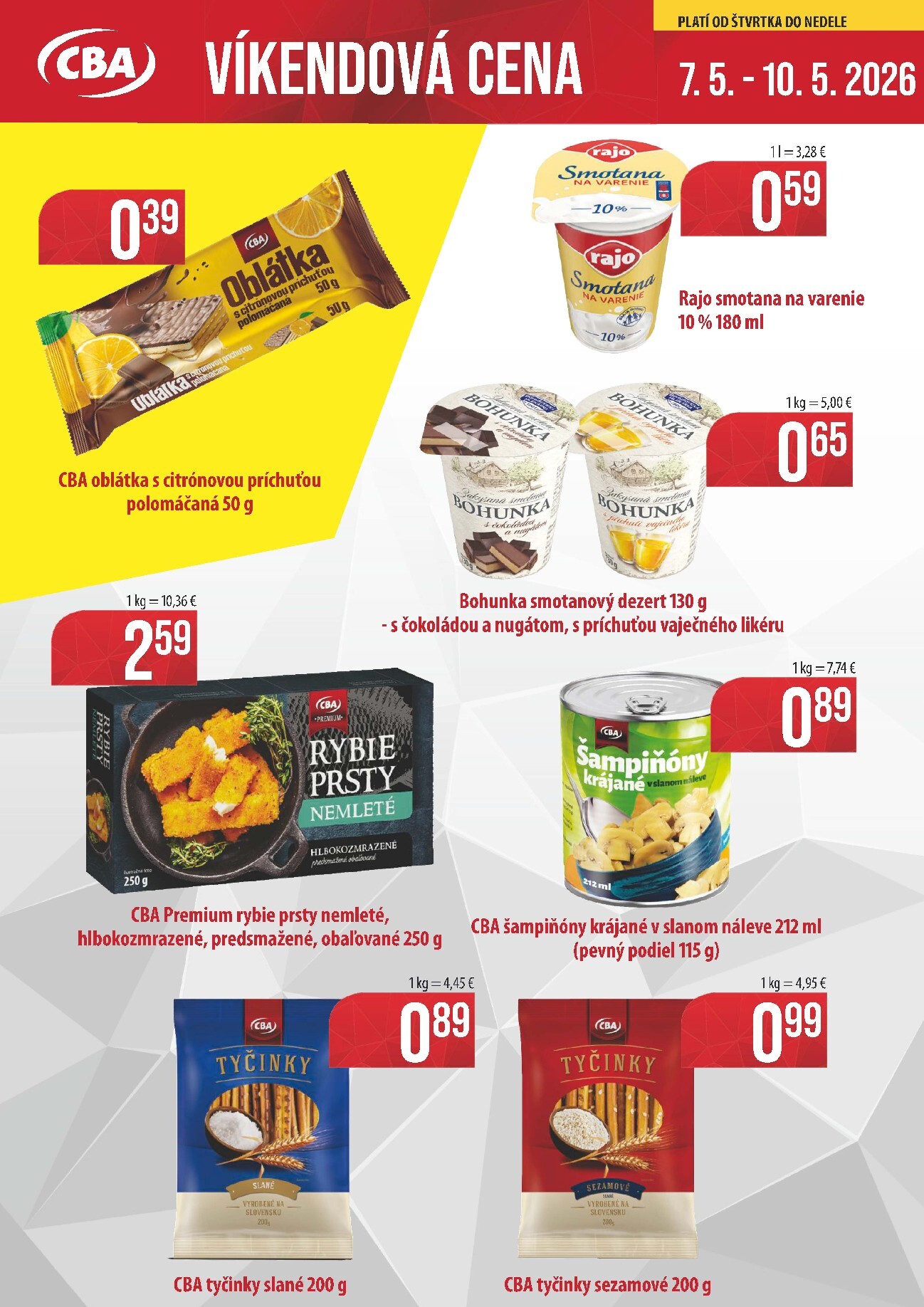 Nový leták CBA - Víkendová cena od štvrtka, 07.05.2026 do nedele, 10.05.2026