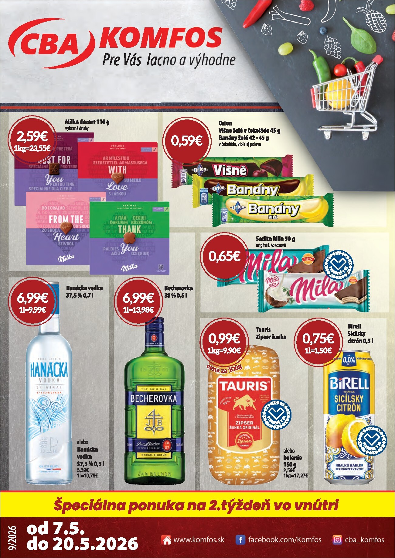 Nový leták CBA - Komfos od štvrtka, 07.05.2026 do stredy, 20.05.2026