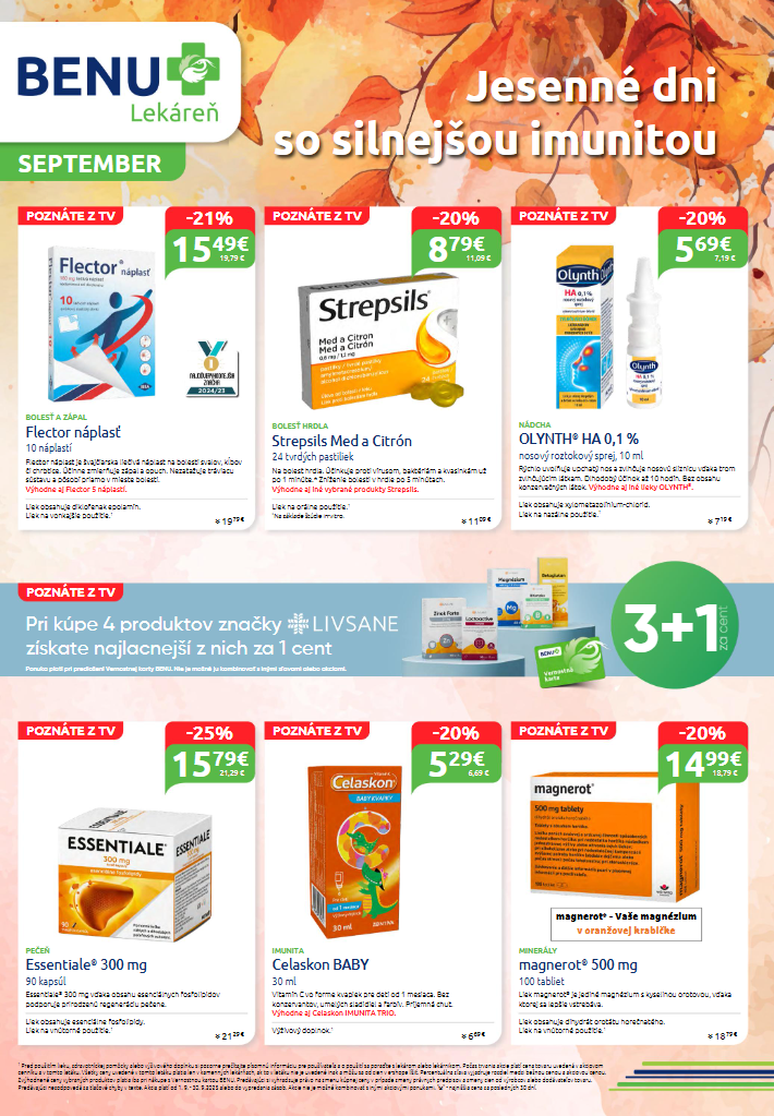 Leták BENU Lekáreň platný od 01.09. do 30.09.