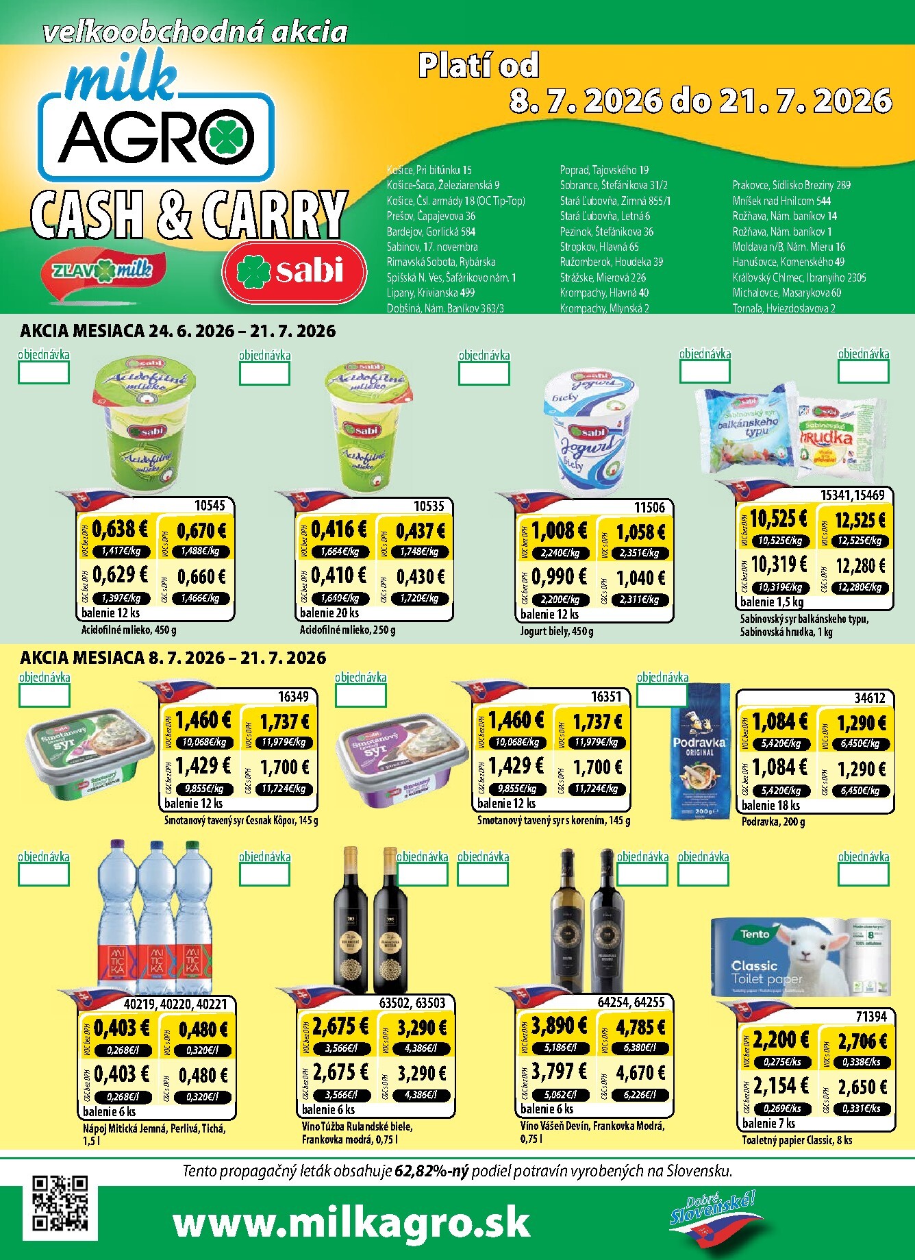 Nový Milk Agro - Cash & Carry leták od stredy, 08.07.2026 do utorka, 21.07.2026