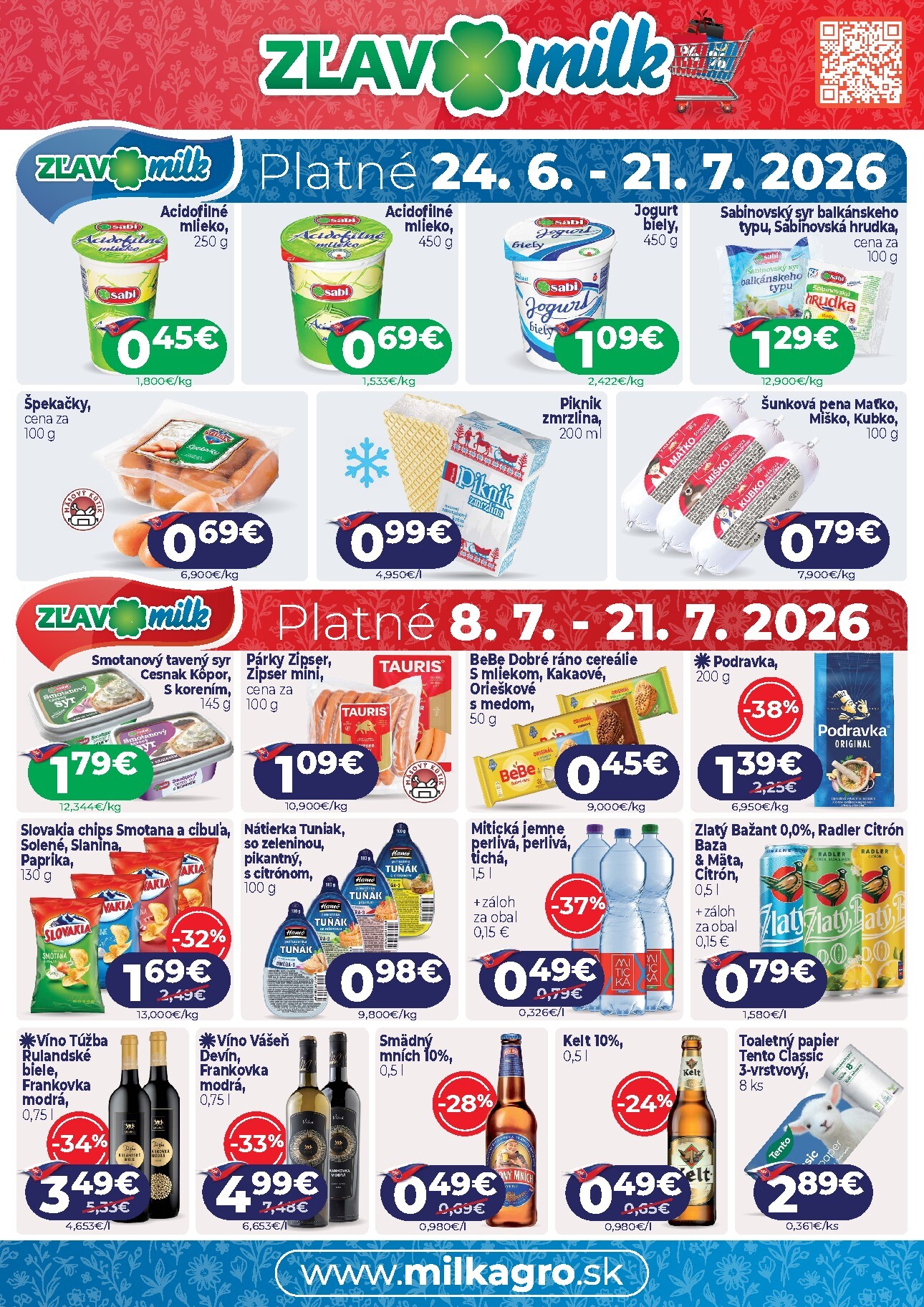 Aktuálny Milk Agro - Zľavnená ponuka leták od stredy, 24.06.2026 do utorka, 21.07.2026