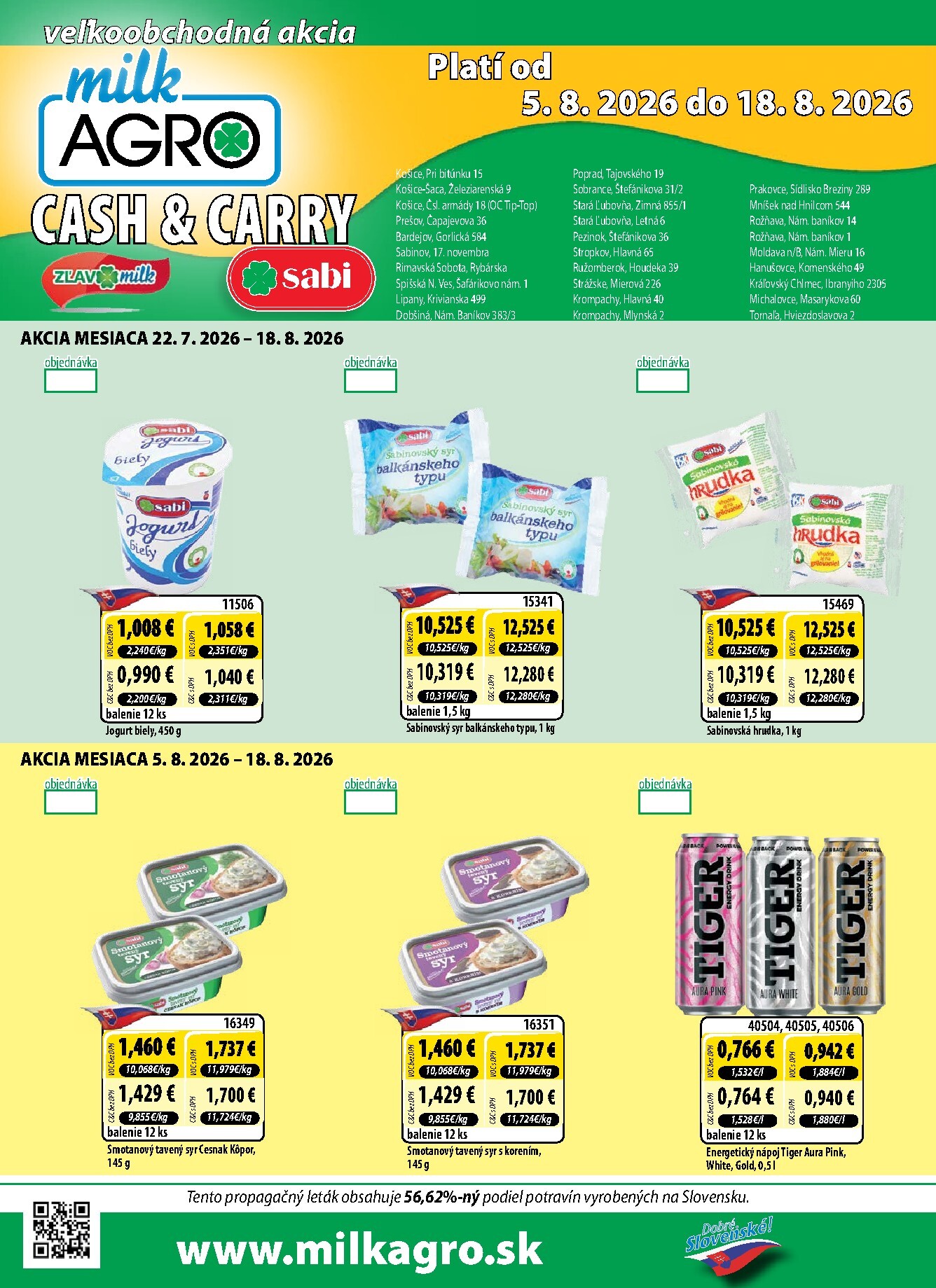 Aktuálny Milk Agro leták od stredy, 22.07.2026 do utorka, 18.08.2026