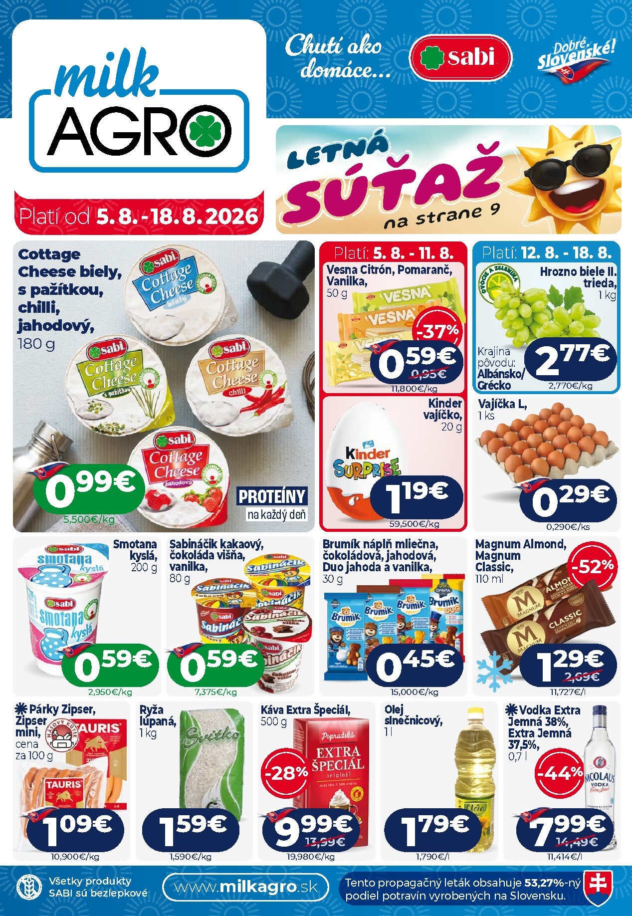 Nový Milk Agro leták od stredy, 05.08.2026 do utorka, 18.08.2026