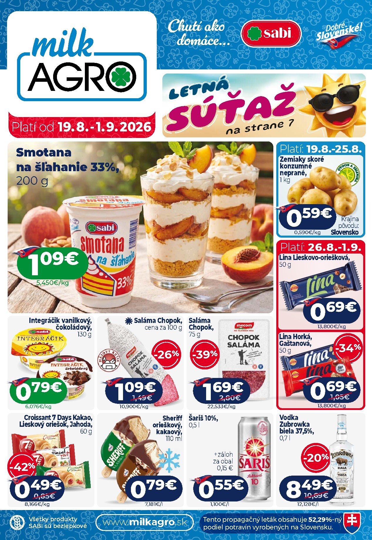 Nový Milk Agro leták od stredy, 19.08.2026 do utorka, 01.09.2026