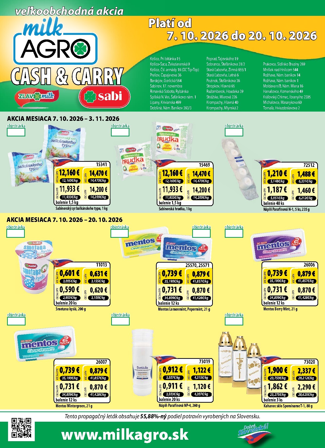 Nový Milk Agro - Cash & Carry leták od stredy, 07.10.2026 do utorka, 20.10.2026