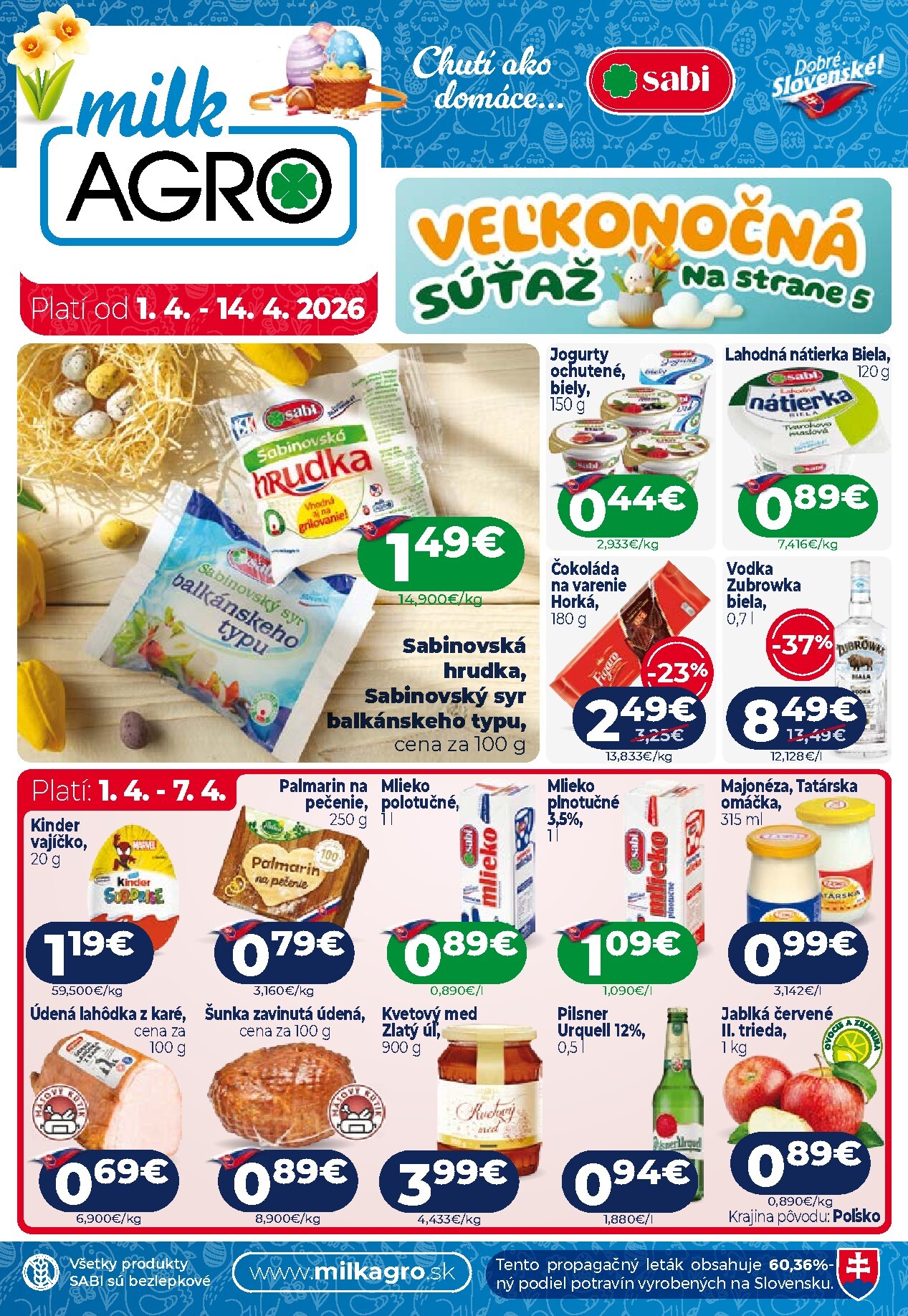 Leták Milk Agro platný od 01.04.2026 do 14.04.2026