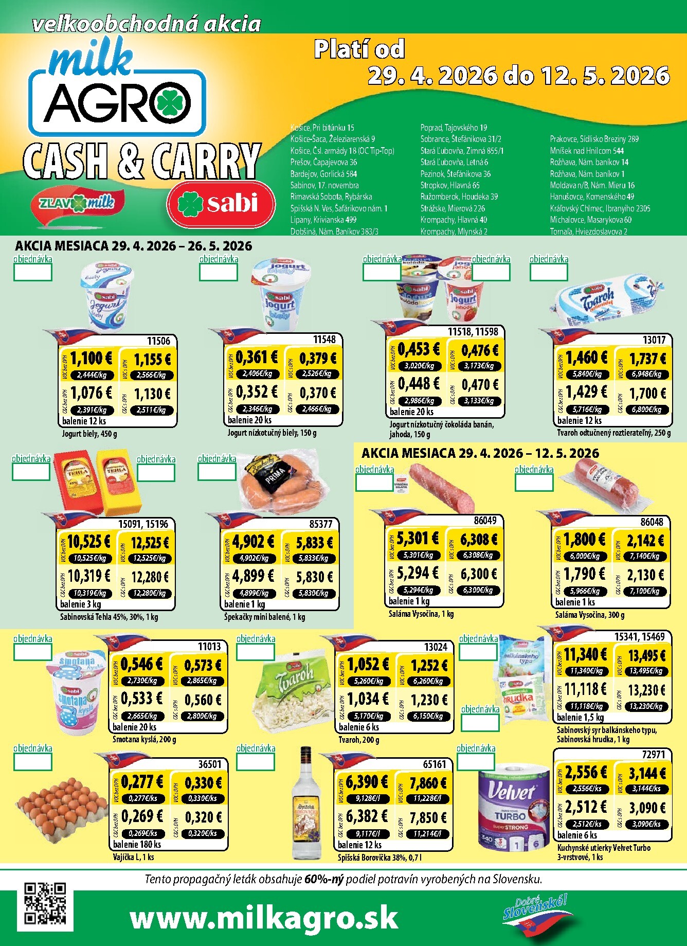 Nový leták Milk Agro - Cash & Carry od stredy, 29.04.2026 do utorka, 12.05.2026