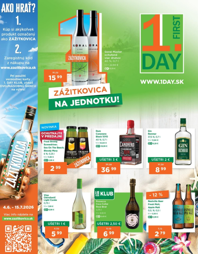 Aktuálny 1.DAY leták od štvrtka, 02.07.2026 do stredy, 15.07.2026