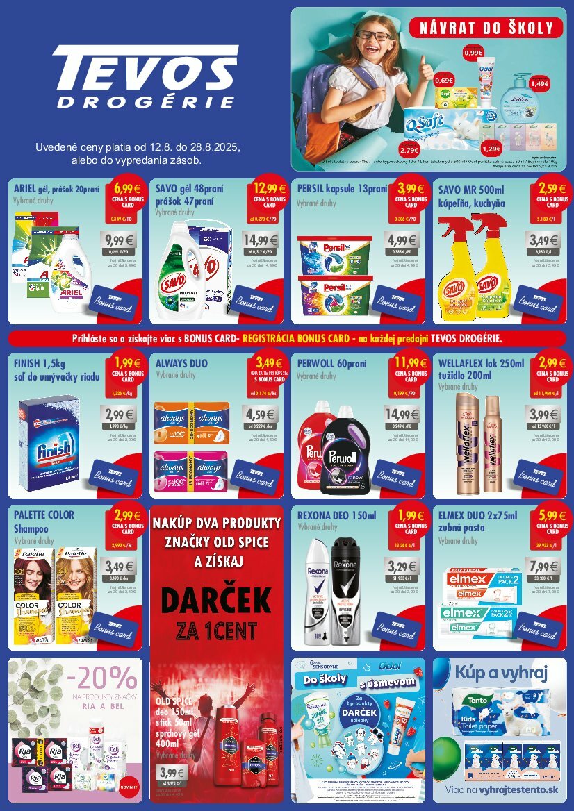 Leták TEVOS drogérie platný od 12.08. do 28.08.