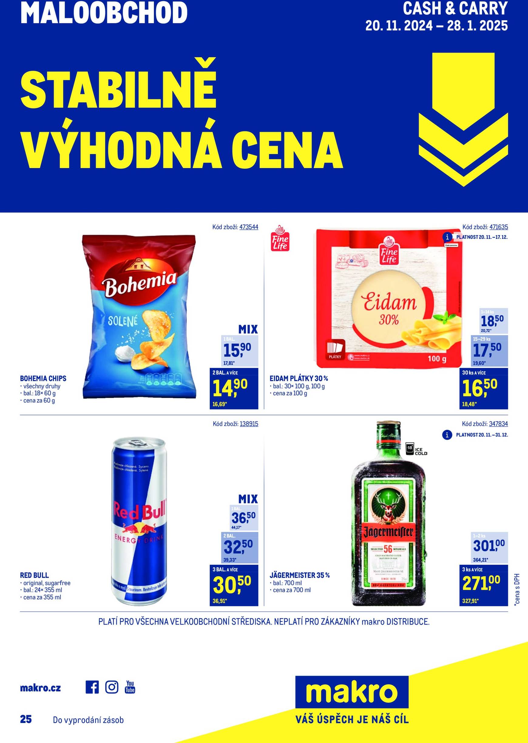 Leták Makro - Stabilně výhodná cena Maloobchod od 20.11. do 28.01.