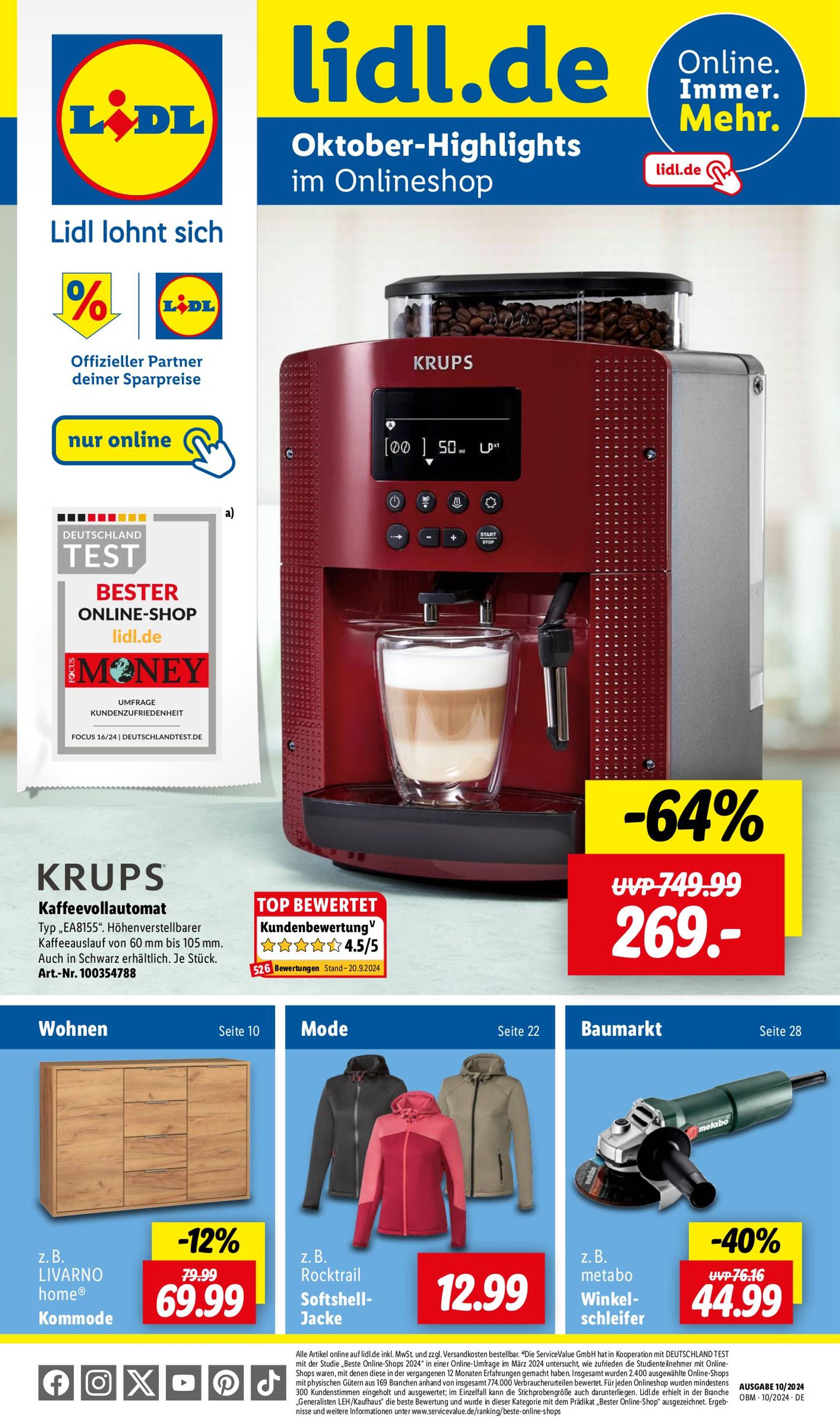 Lidl - Aktuelle Onlineshop-Highlights-Prospekt gültig ab 01.10. - 31.10.