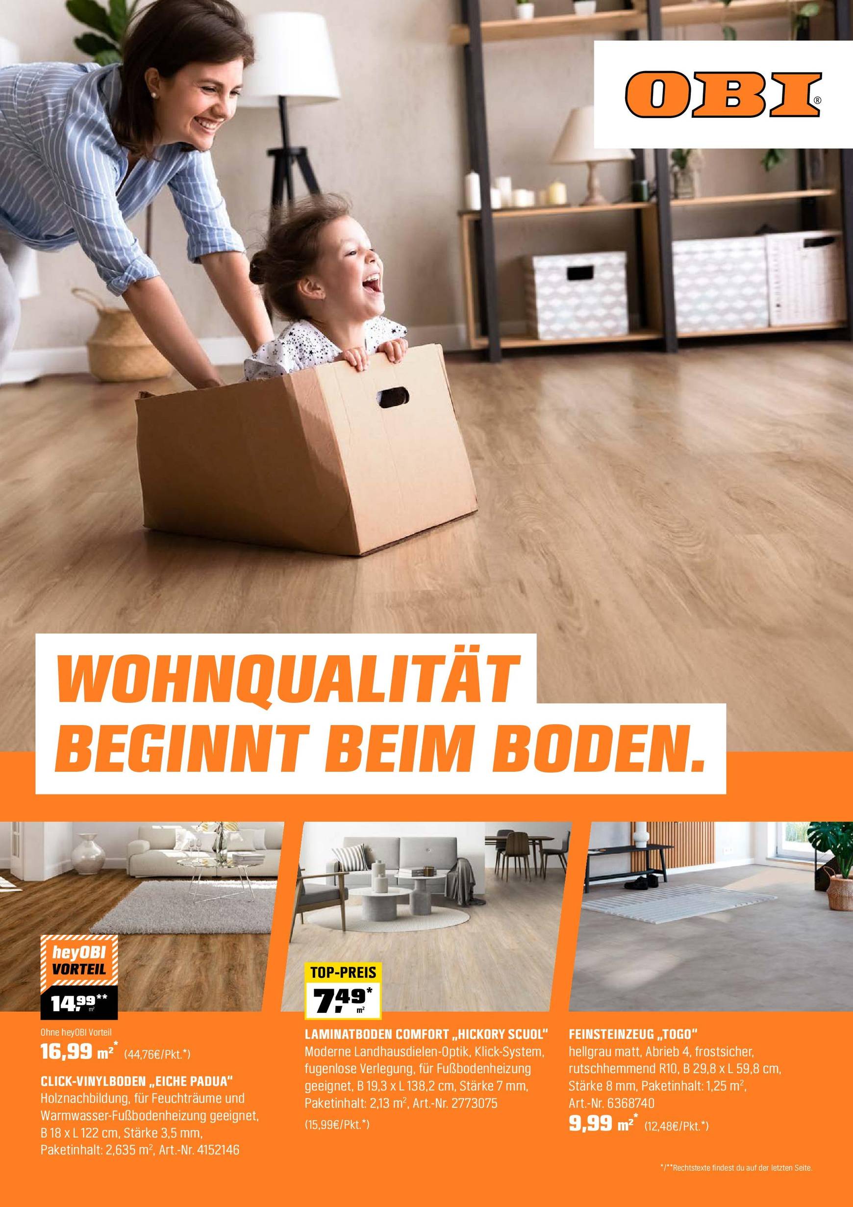 Obi - Wohnqualität beginnt beim Boden.-Prospekt gültig von 11.10. bis 10.11.