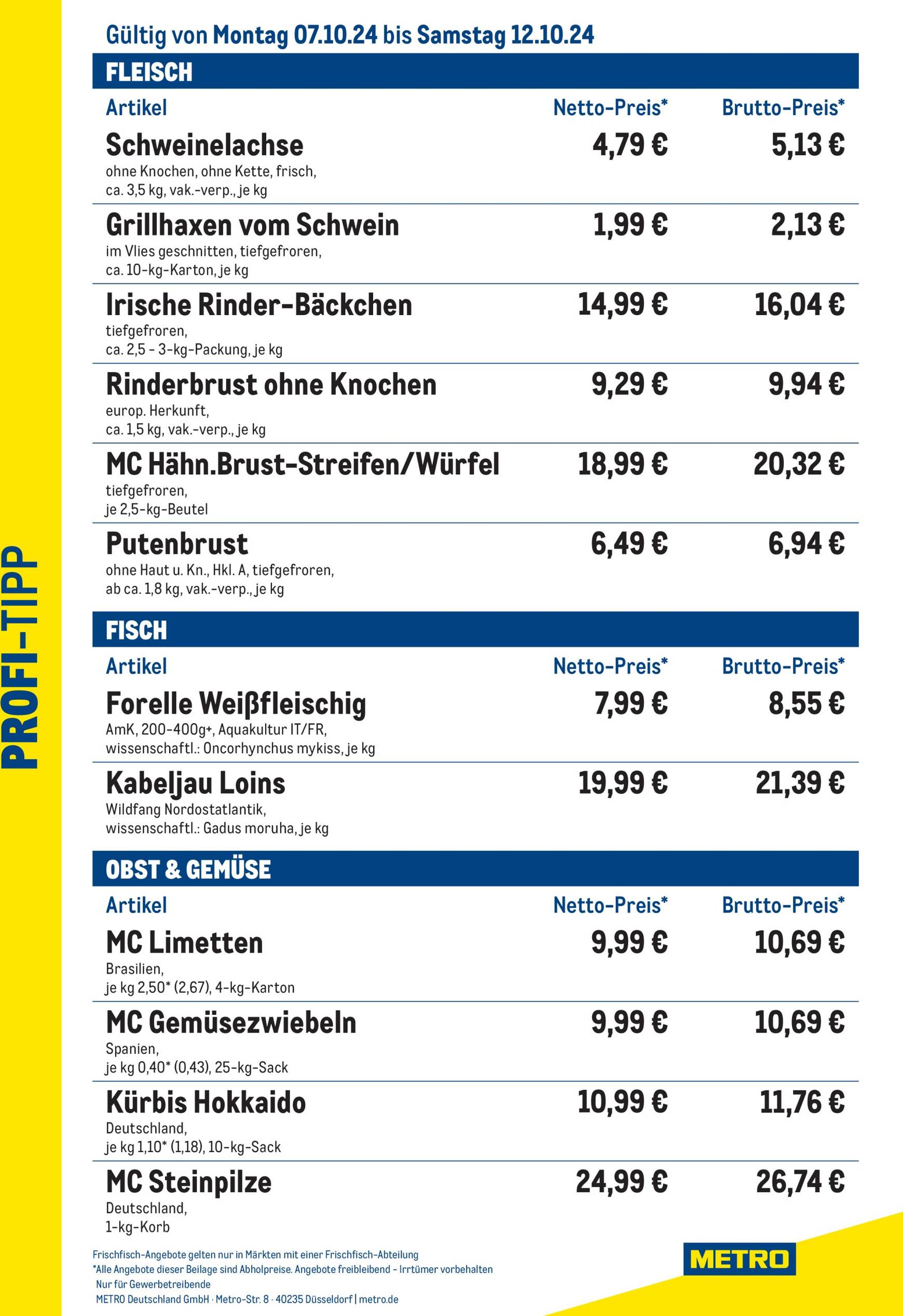 Metro - Profi-Tipp-Prospekt gültig von 07.10. bis 12.10.