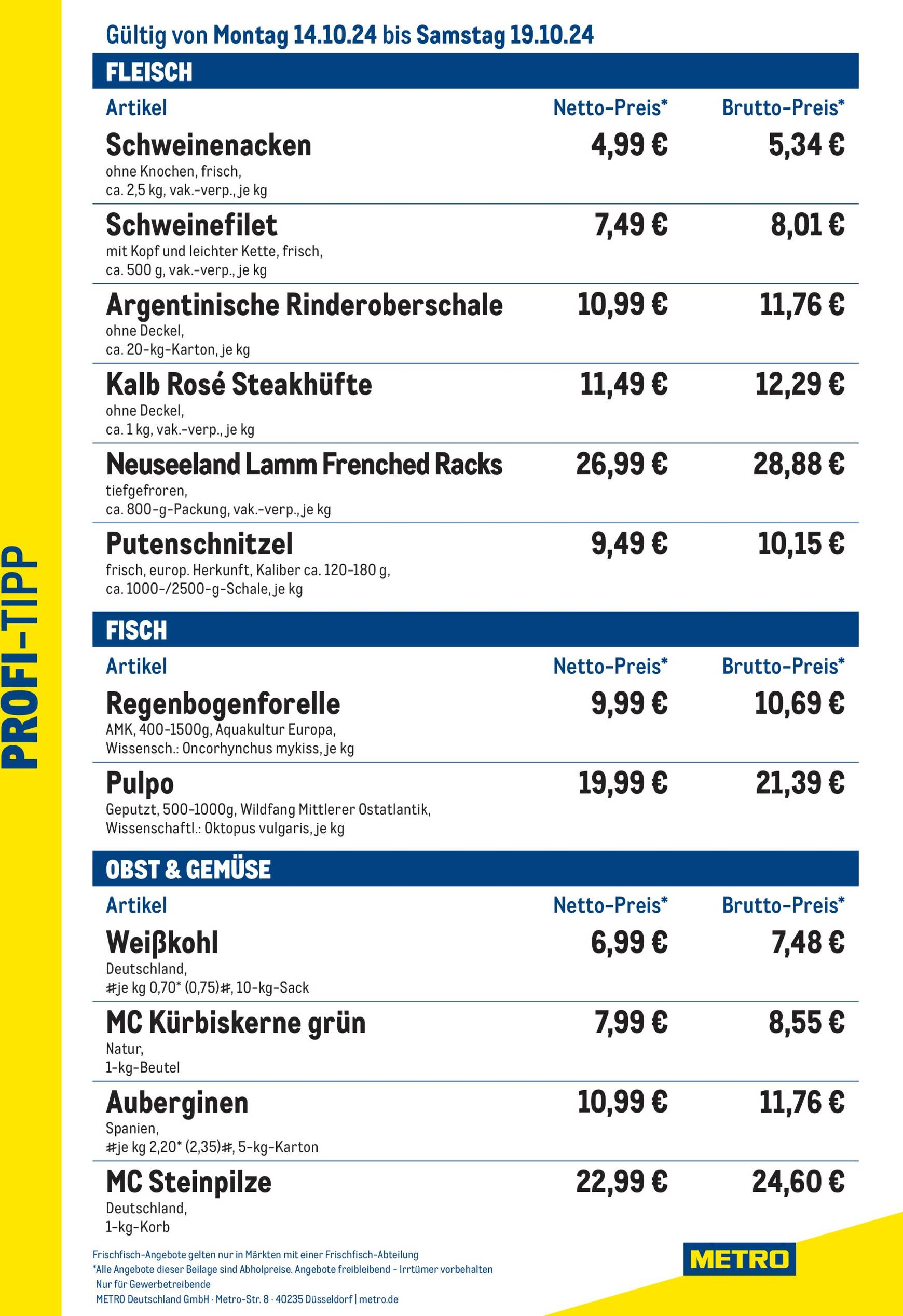 Metro - Profi-Tipp-Prospekt gültig von 14.10. bis 19.10.