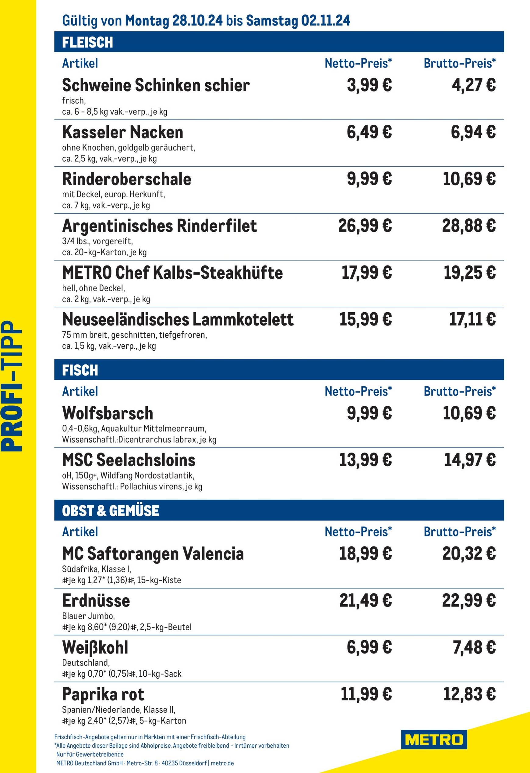 Metro - Profi-Tipp-Prospekt gültig von 28.10. bis 02.11.