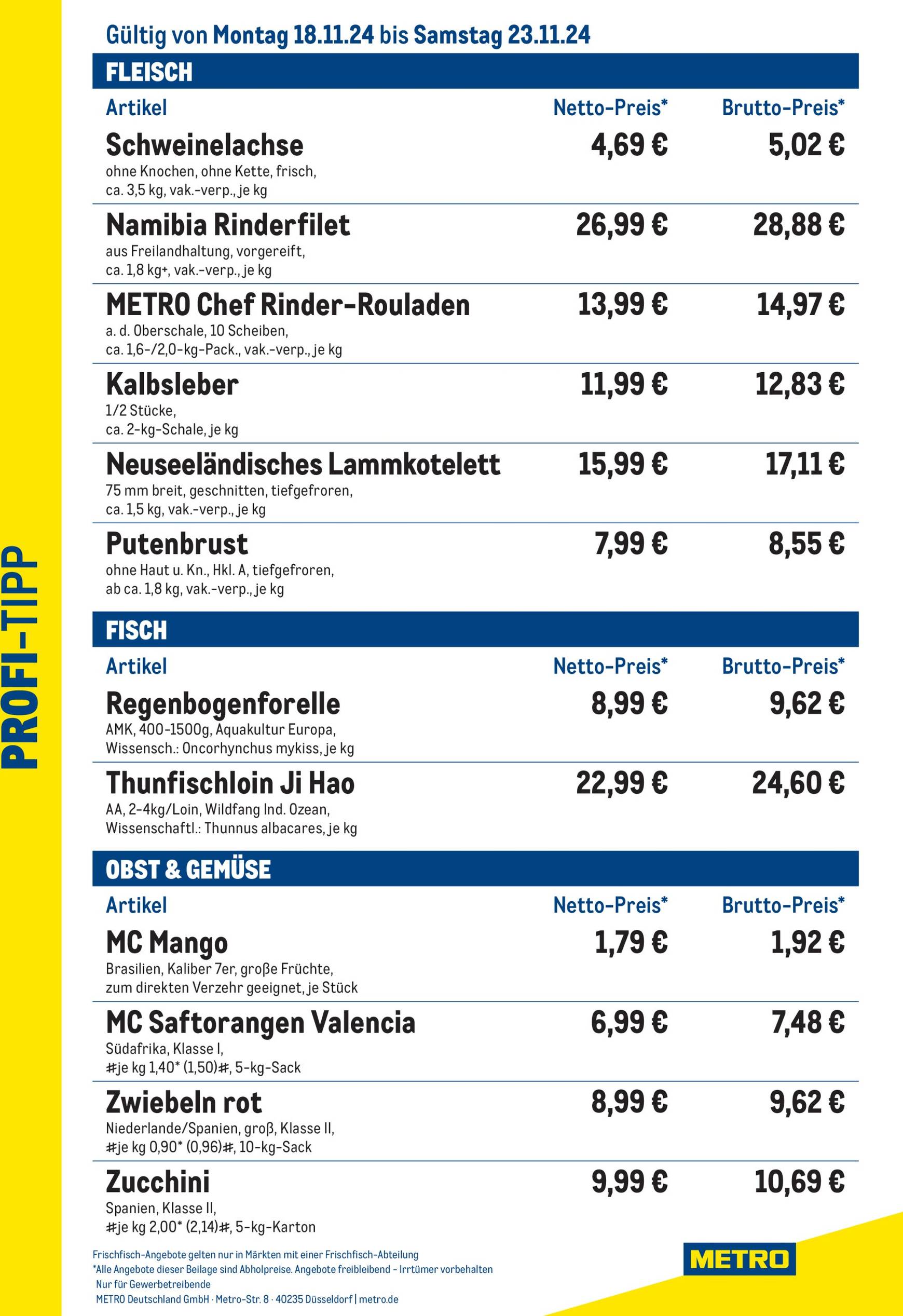 Metro - Profi-Tipp-Prospekt gültig von 18.11. bis 23.11.