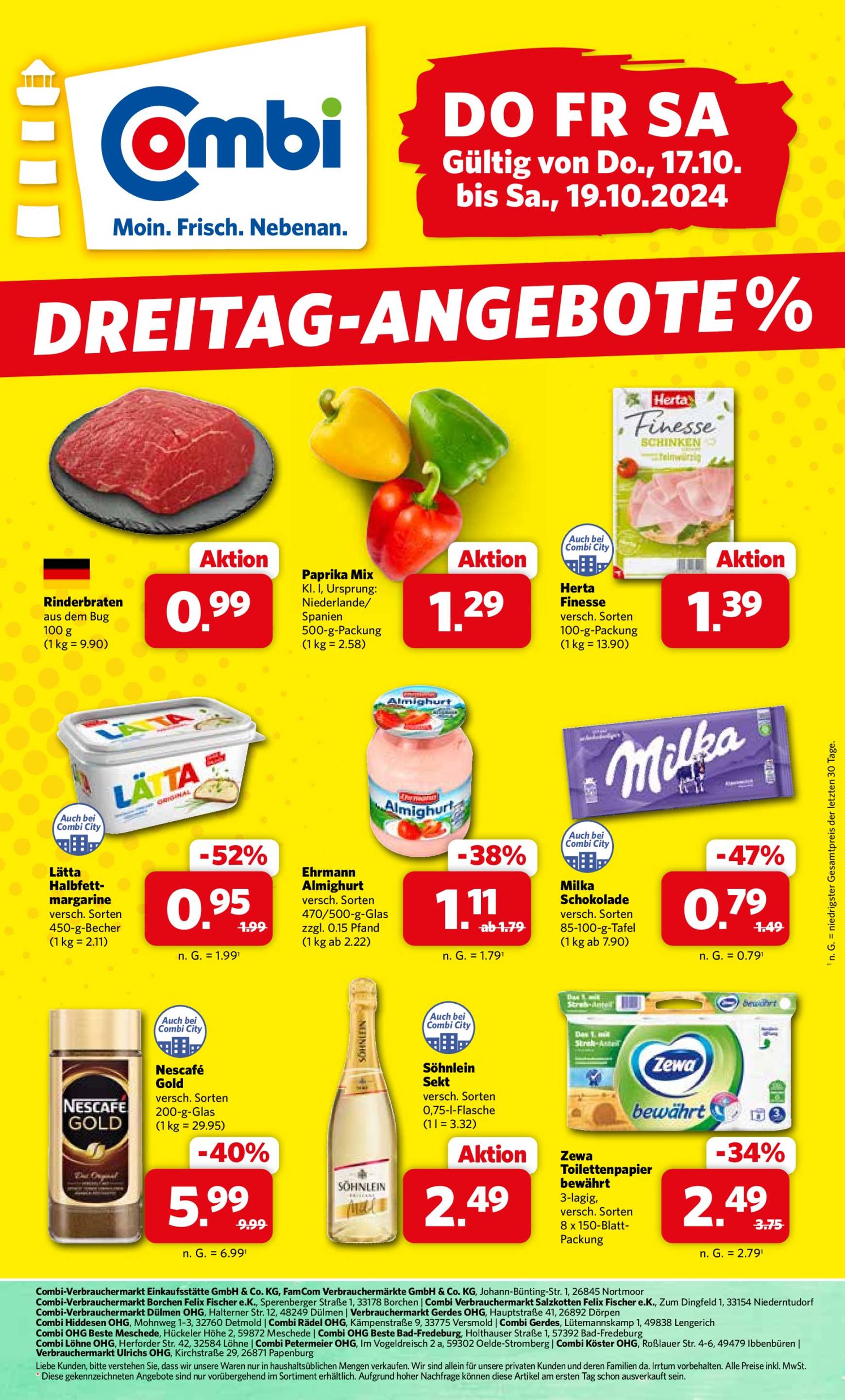 Combi - Dreitag Angebote-Prospekt gültig von 17.10. bis 19.10.