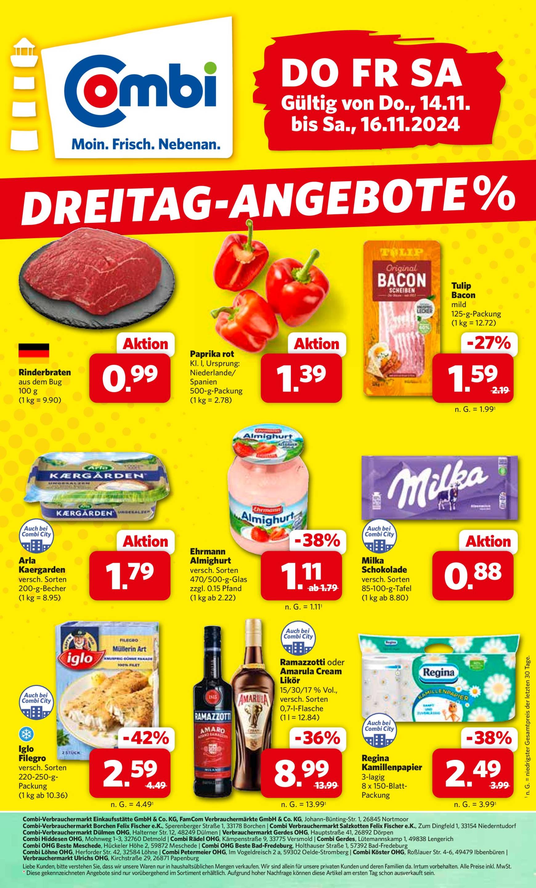 Combi - Dreitag Angebote-Prospekt gültig von 14.11. bis 16.11.