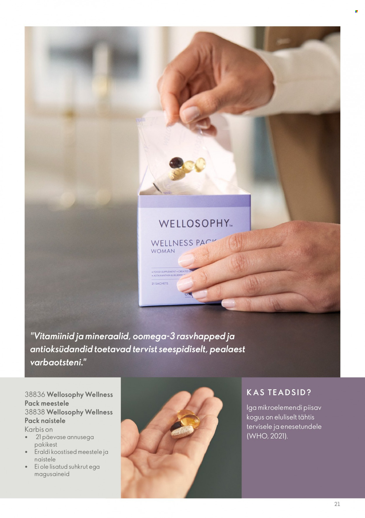 Oriflame kliendileht - Wellosophy tootejuht 21