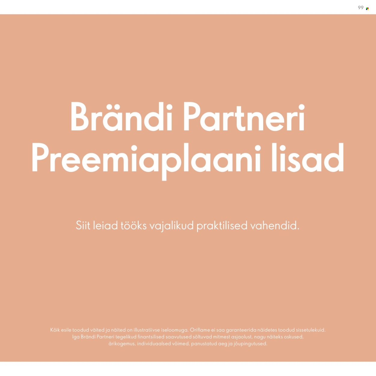 Oriflame kliendileht - Brändi Partneri Preemiaplaan 99