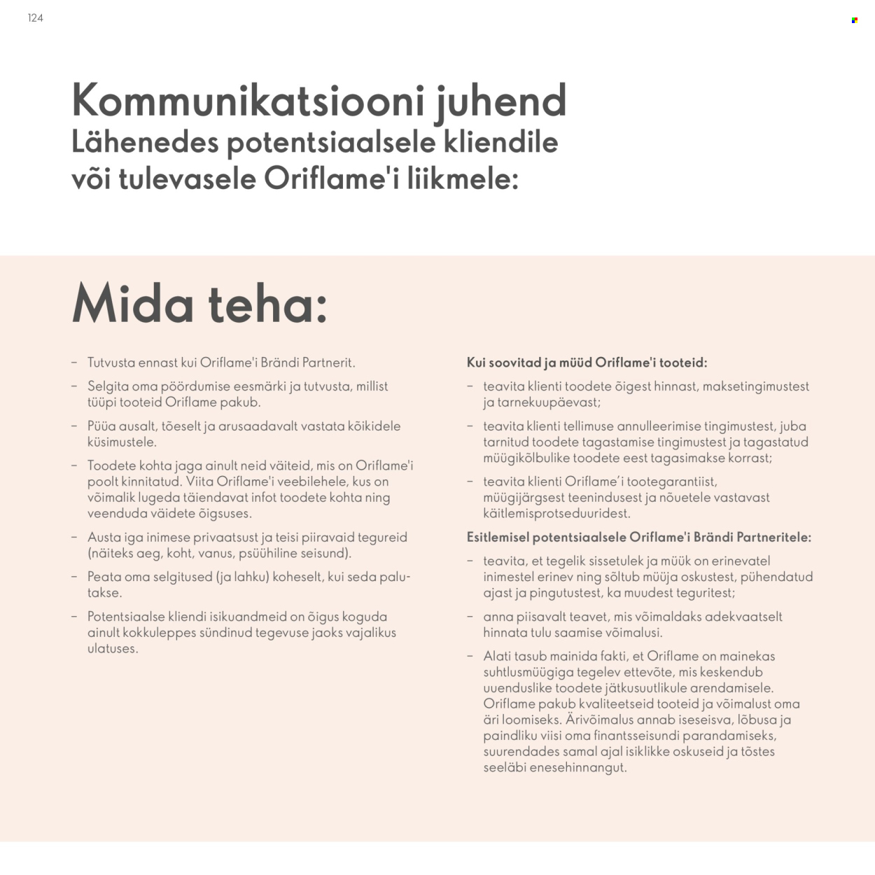 Oriflame kliendileht - Brändi Partneri Preemiaplaan 124