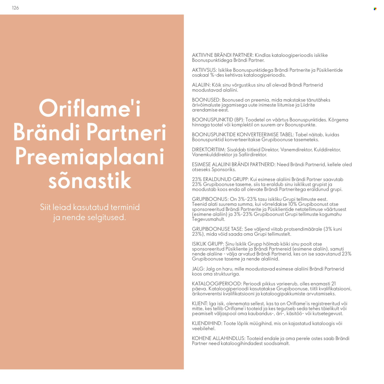 Oriflame kliendileht - Brändi Partneri Preemiaplaan 126