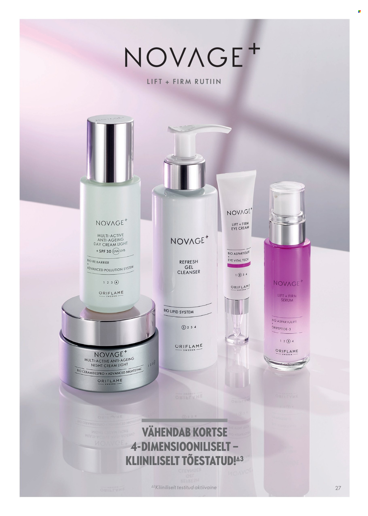 Oriflame kliendileht - Novage+ tootejuht 27