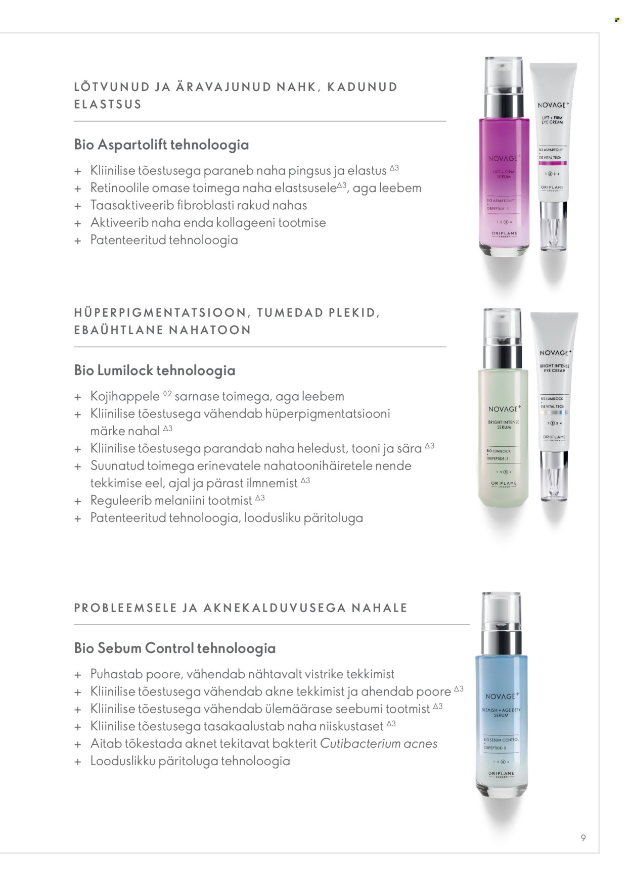 Oriflame kliendileht - Novage+ tootejuht 9