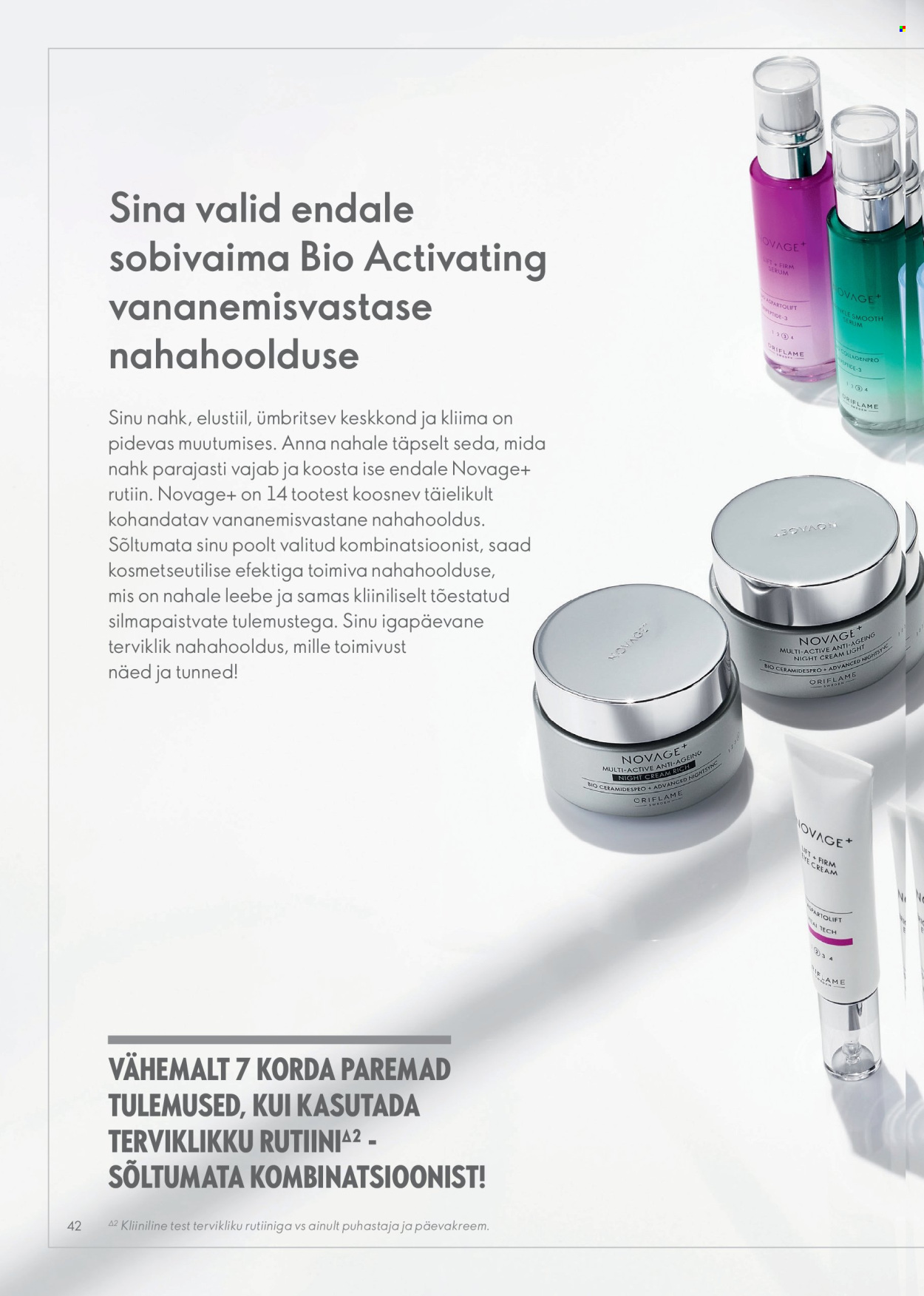 Oriflame kliendileht - Novage+ tootejuht 42