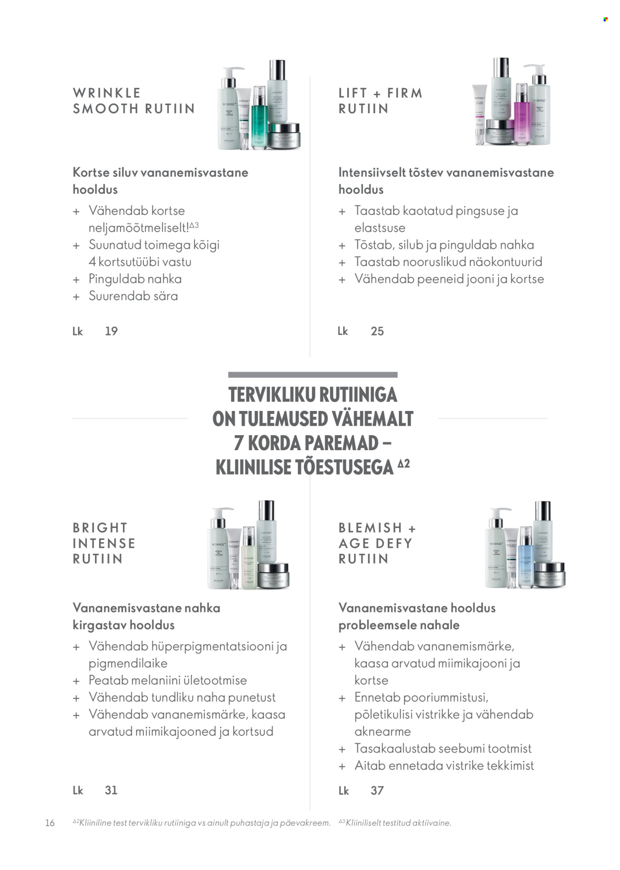 Oriflame kliendileht - Novage+ tootejuht 16