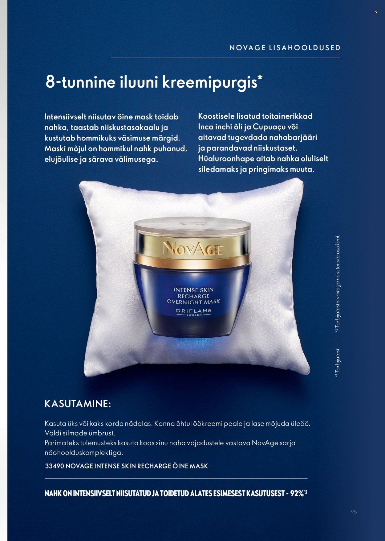 Oriflame kliendileht - Novage+ tootejuht 95