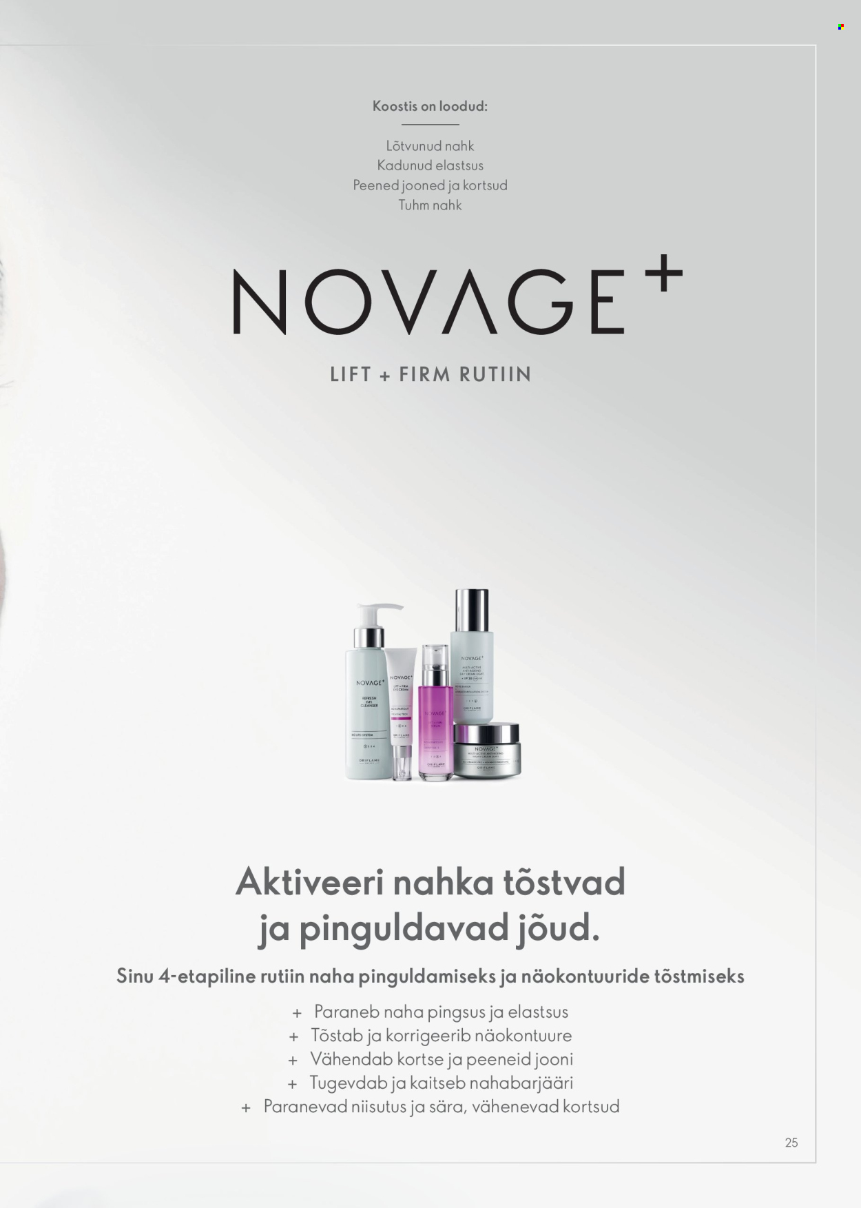 Oriflame kliendileht - Novage+ tootejuht 25