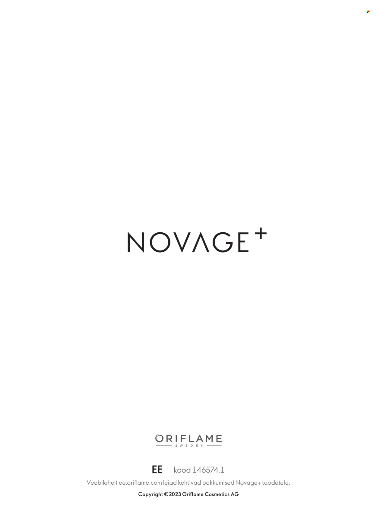 Oriflame kliendileht - Novage+ tootejuht 108