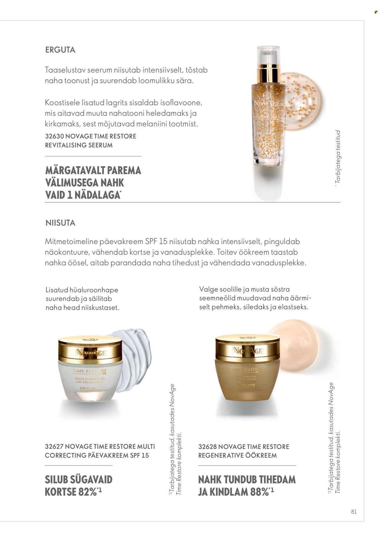 Oriflame kliendileht - Novage+ tootejuht 81